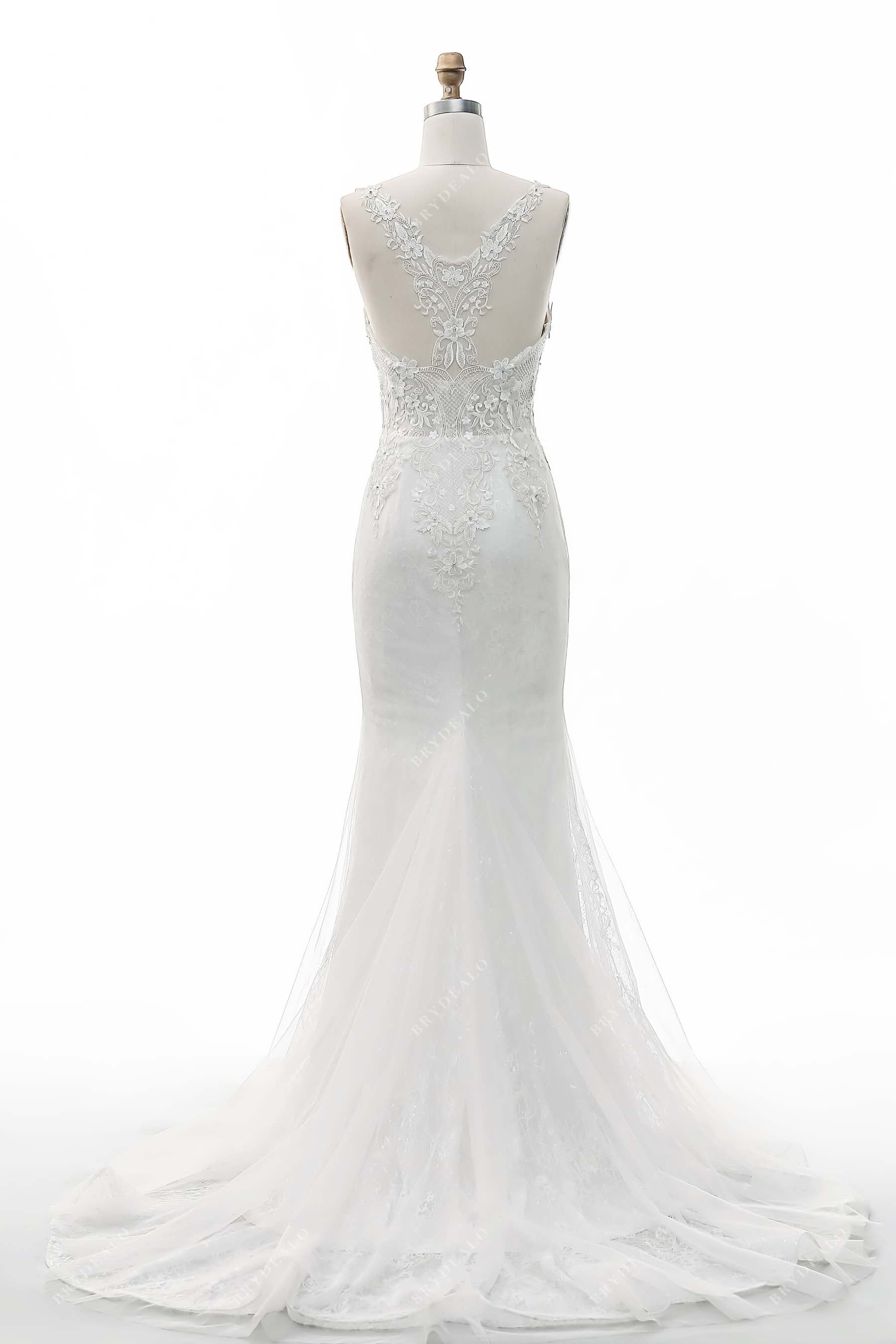 lace mermaid sleeveless wedding dress