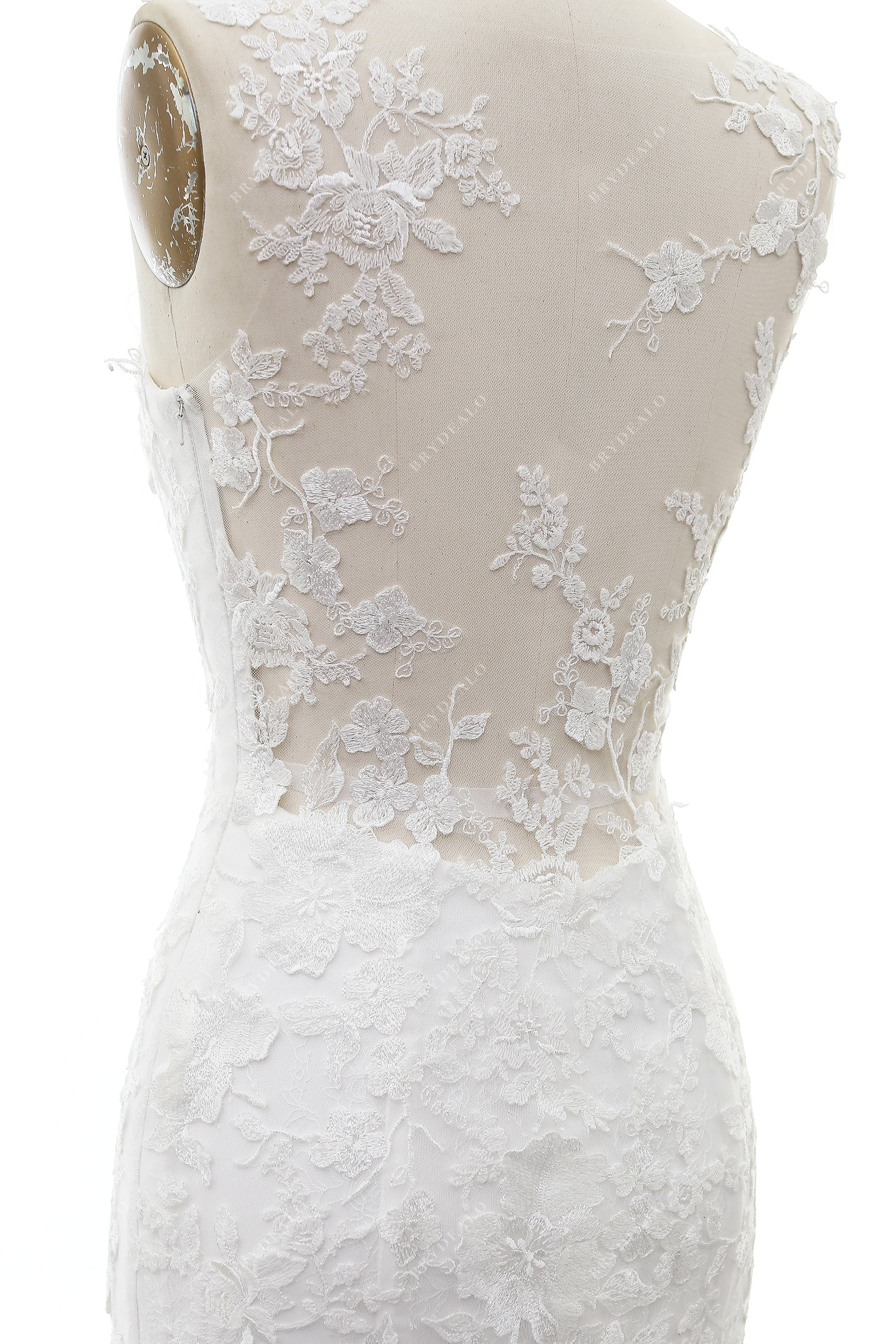 Sample Sale | Illusion Neck 3D Floral Lace Mermaid Wedding Gown
