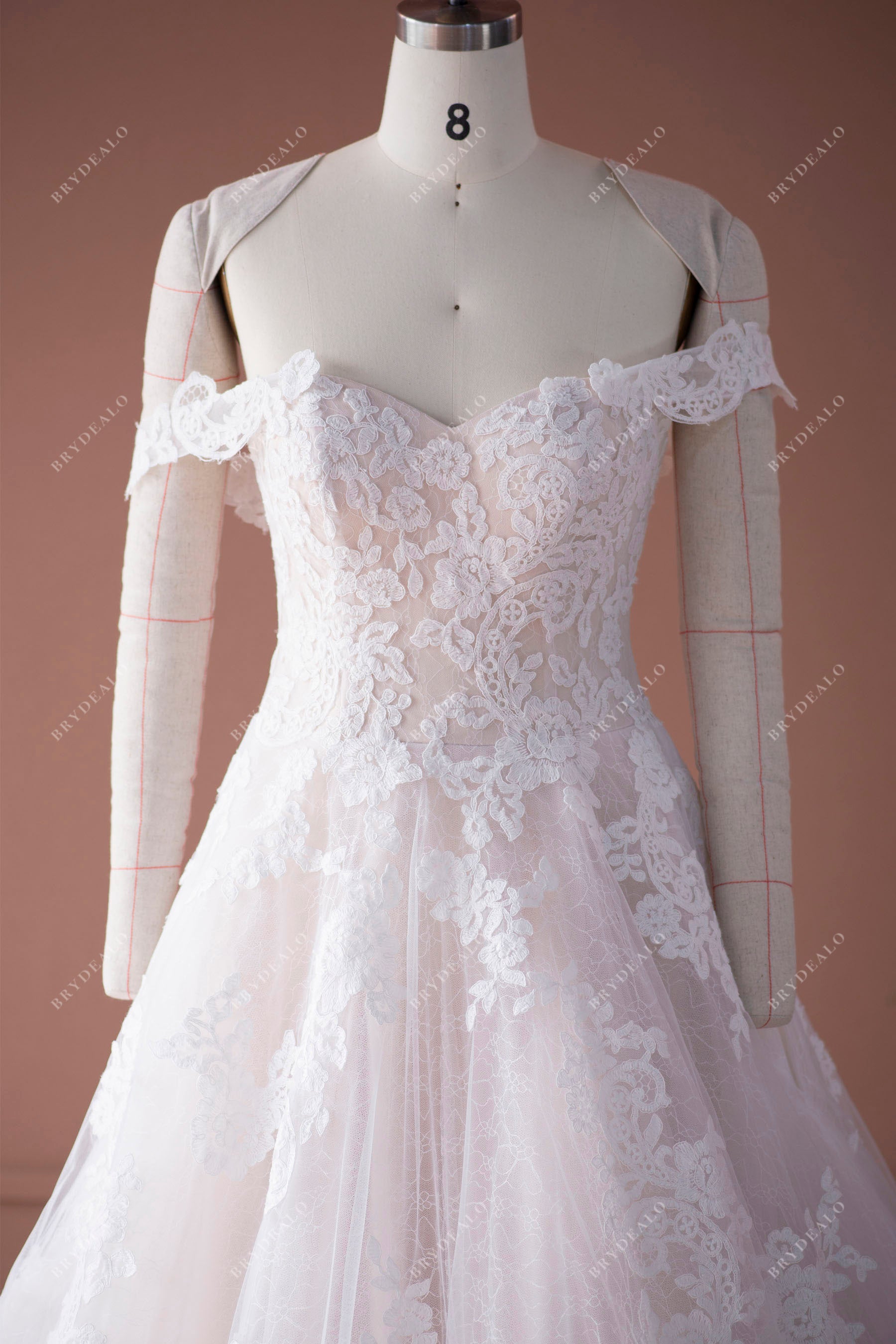 lace off shoulder sweetheart neck ballgown wedding dress