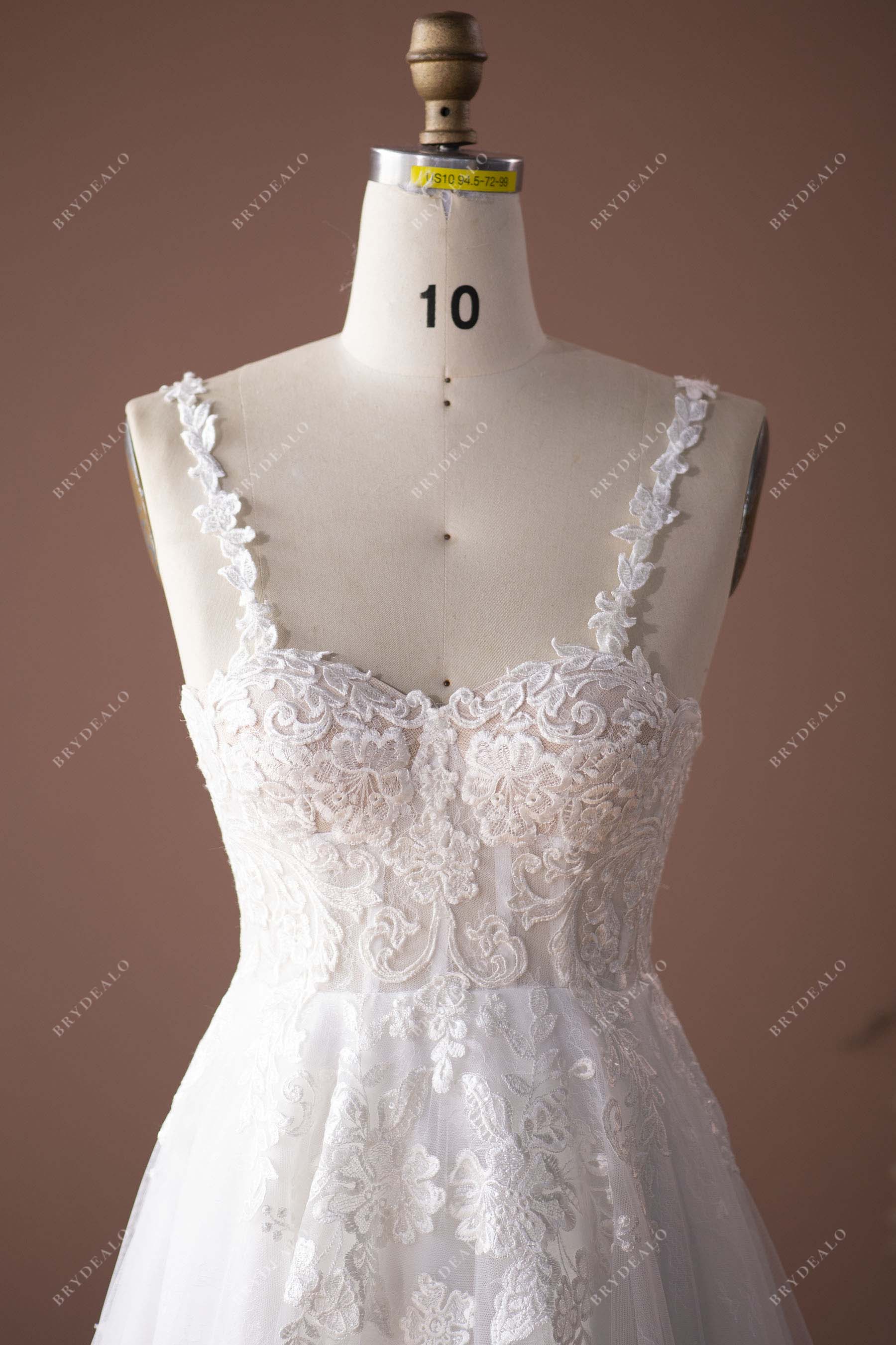 lace sweetheart spaghetti straps corset wedding dress