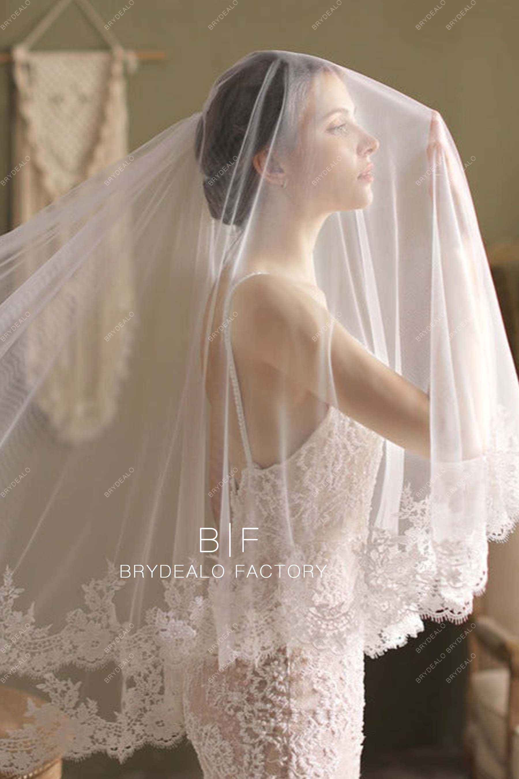  Lace Trim Wedding Veil