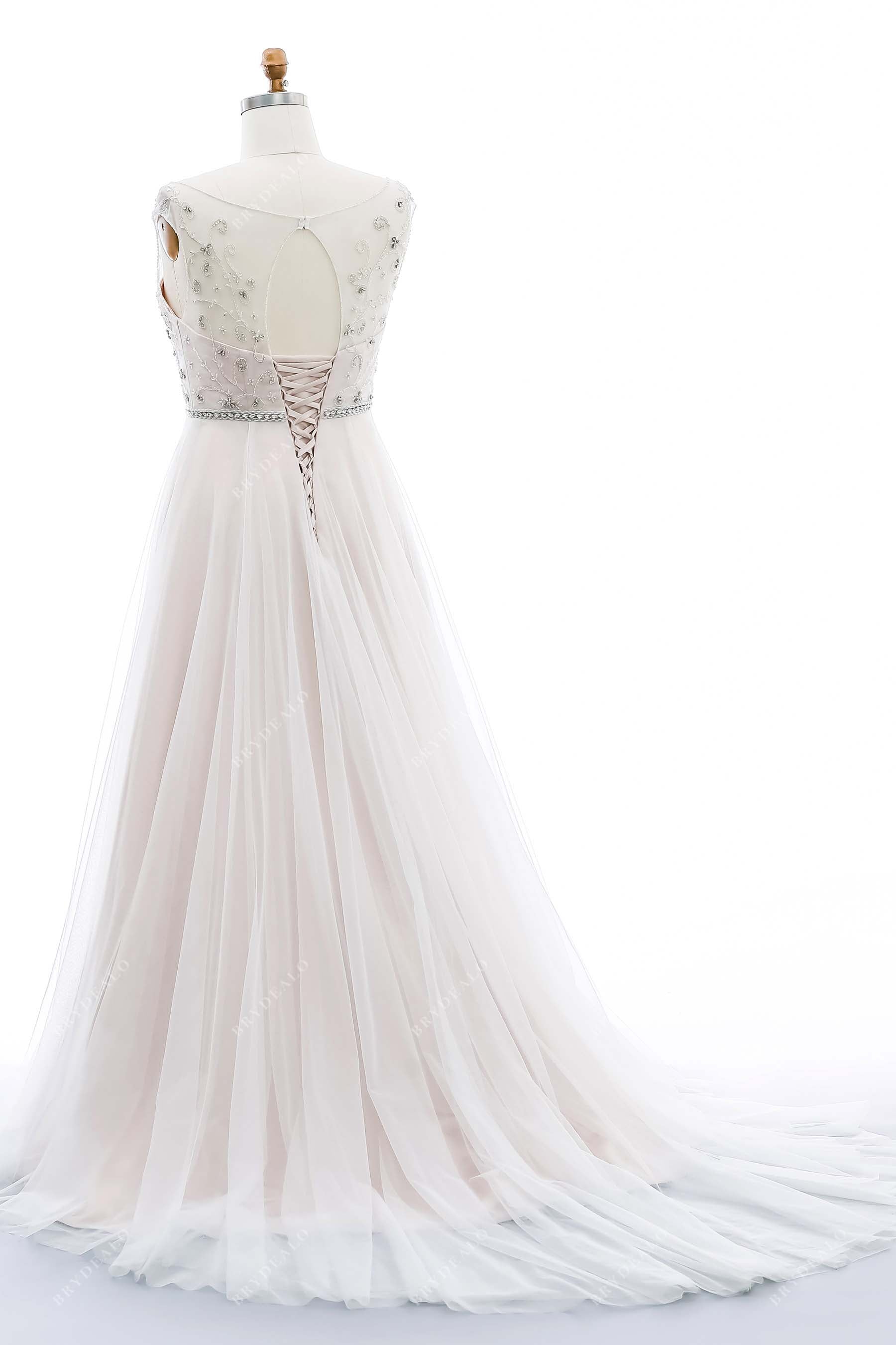 lace-up back cutout bridal dress