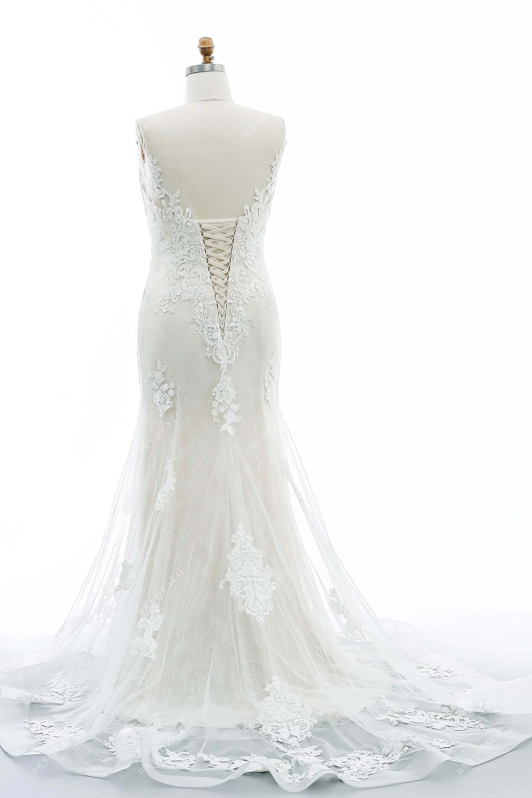 lace-up back mermaid wedding gown