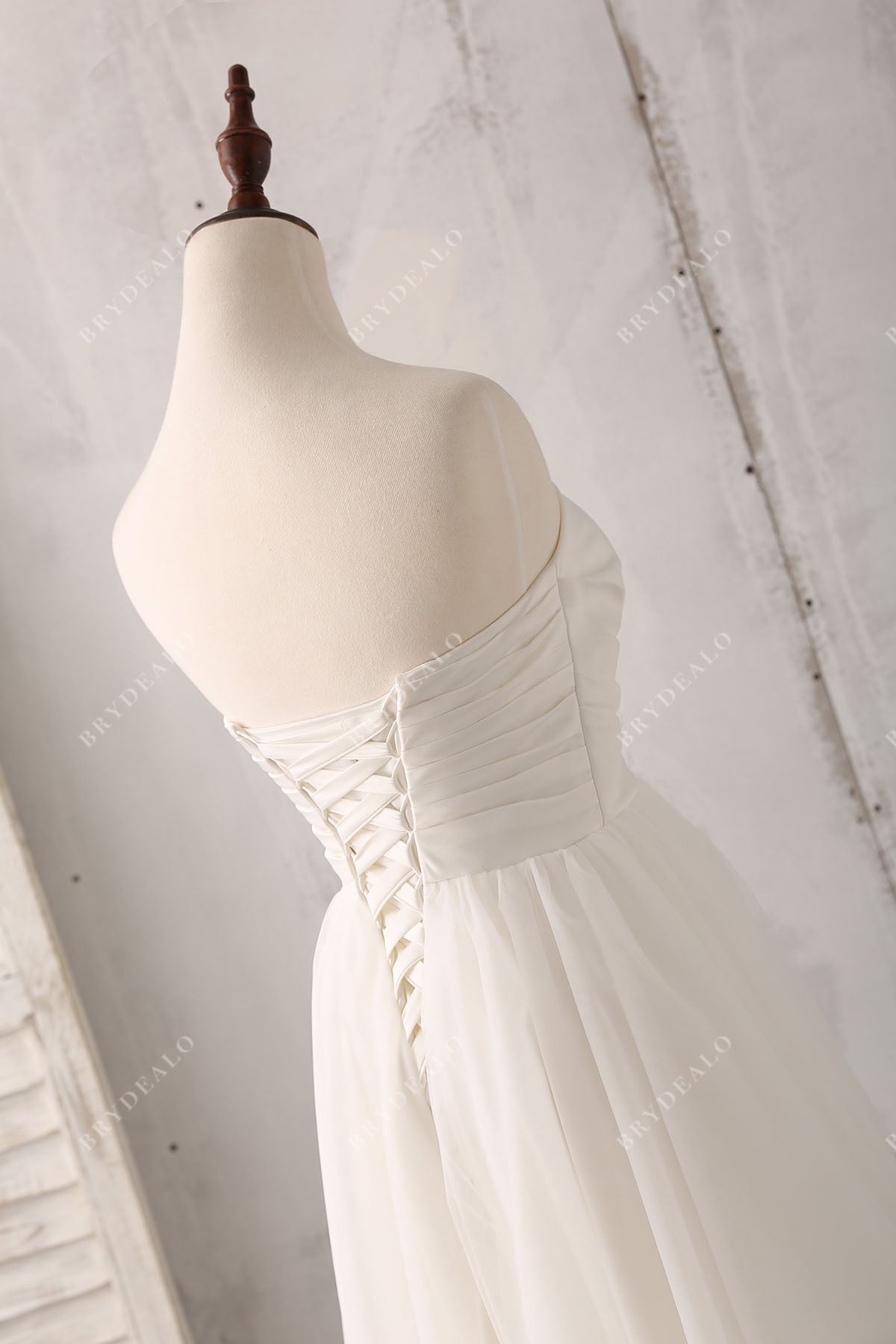 lace-up back satin bridal dress