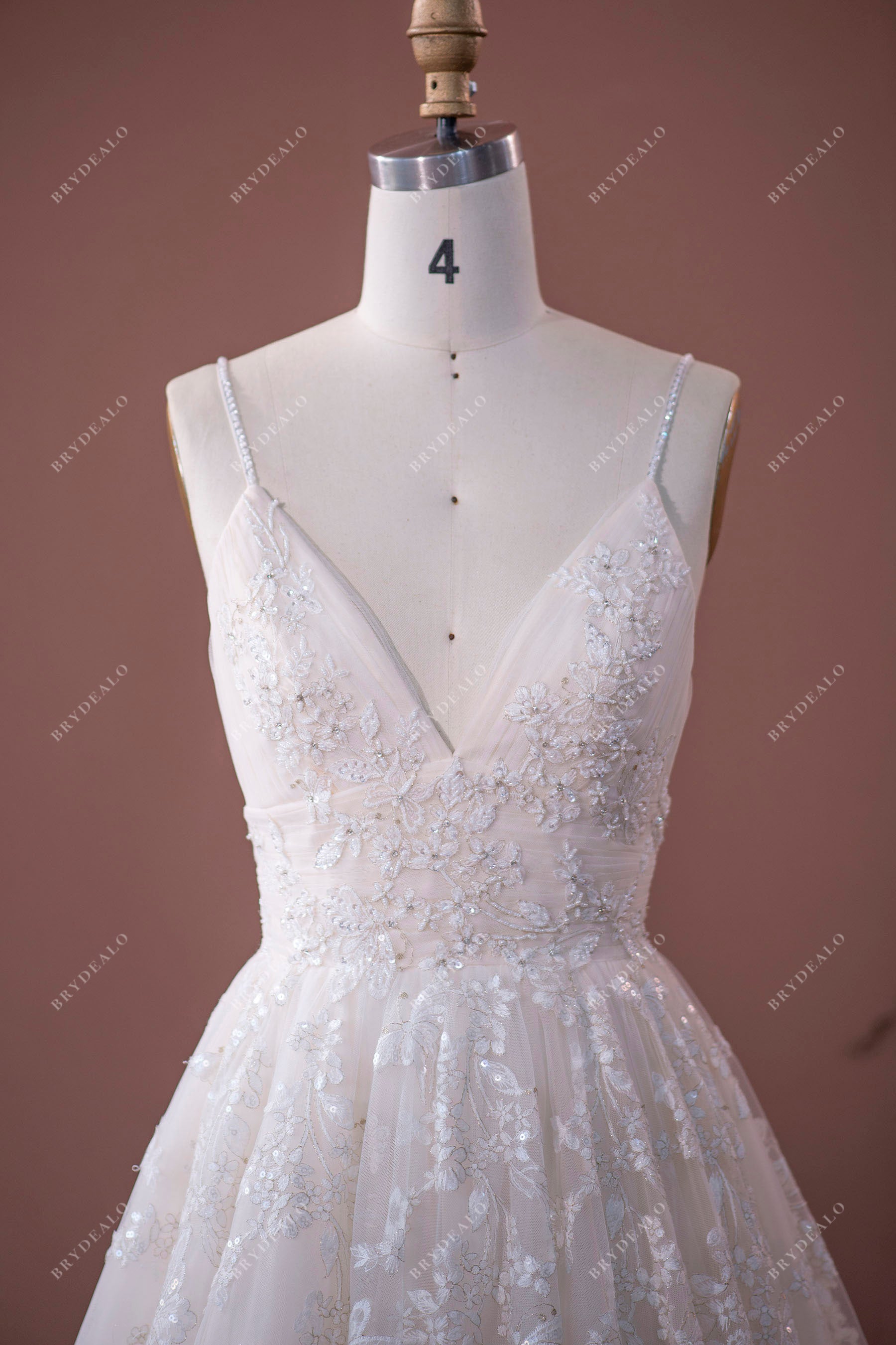 Beaded Thin Straps Wedding Gown