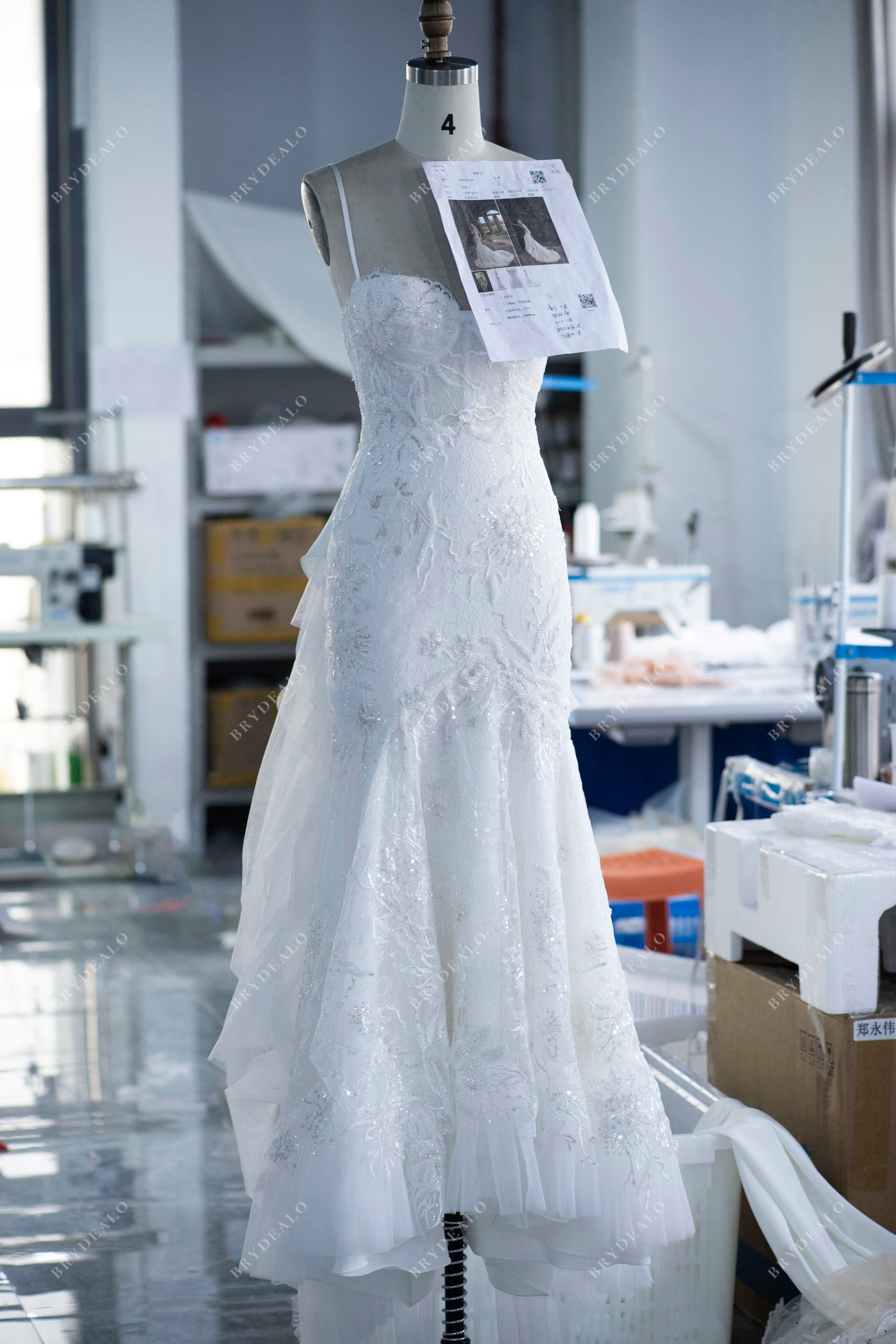 light ivory beaded lace wedding dress