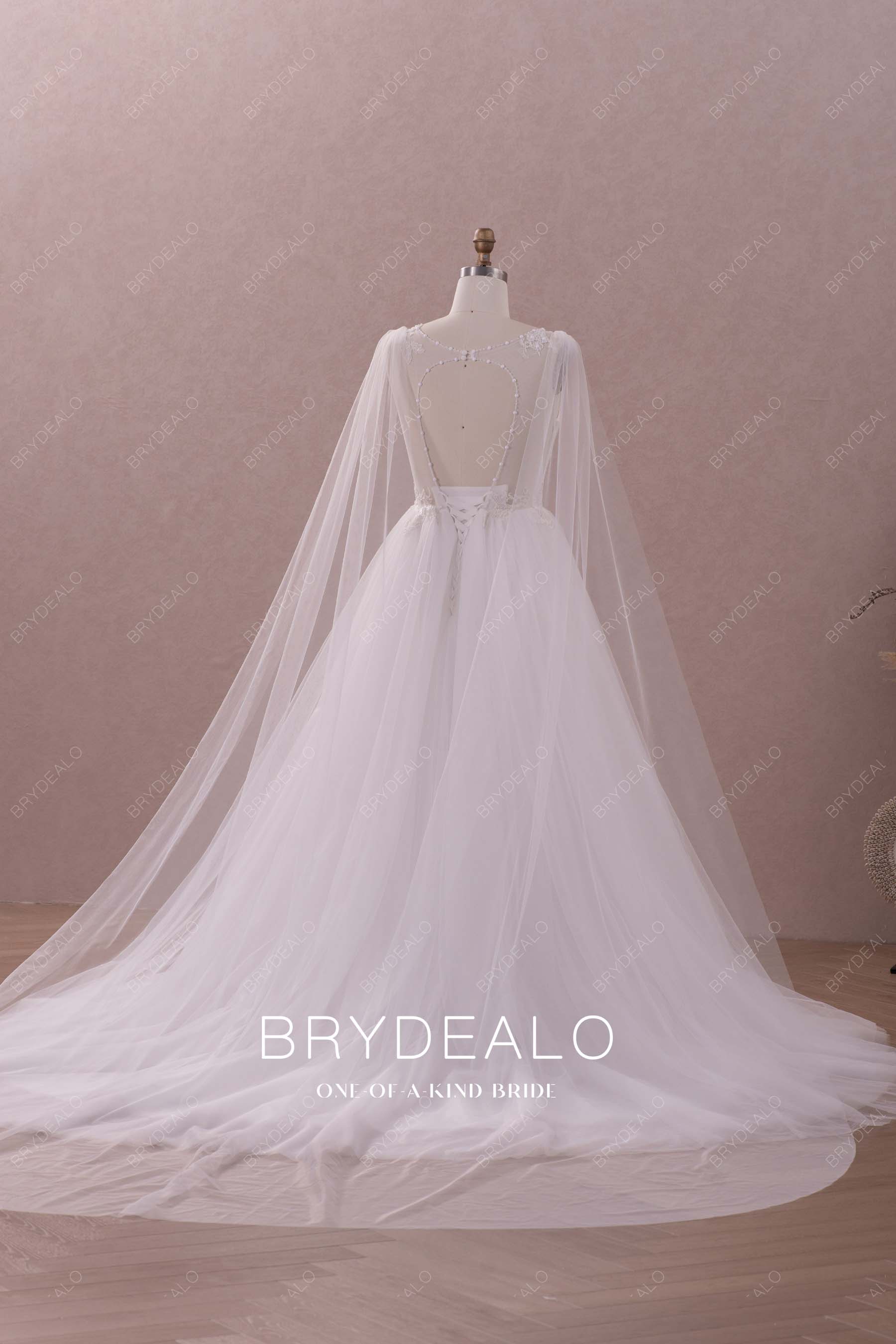 long beaded lace tulle wedding dress