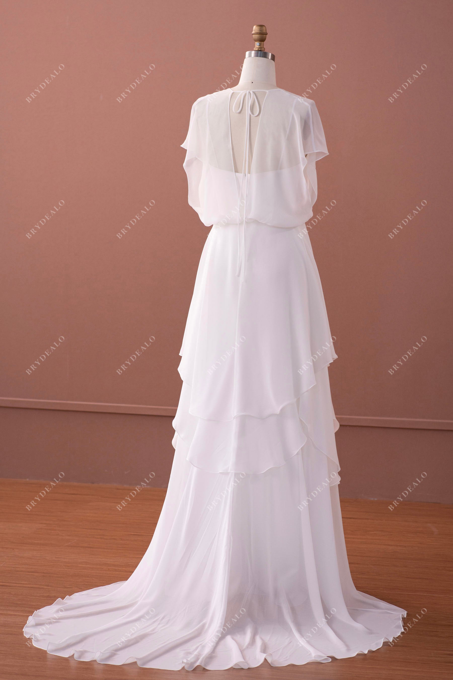 long chiffon wedding dress with jacket