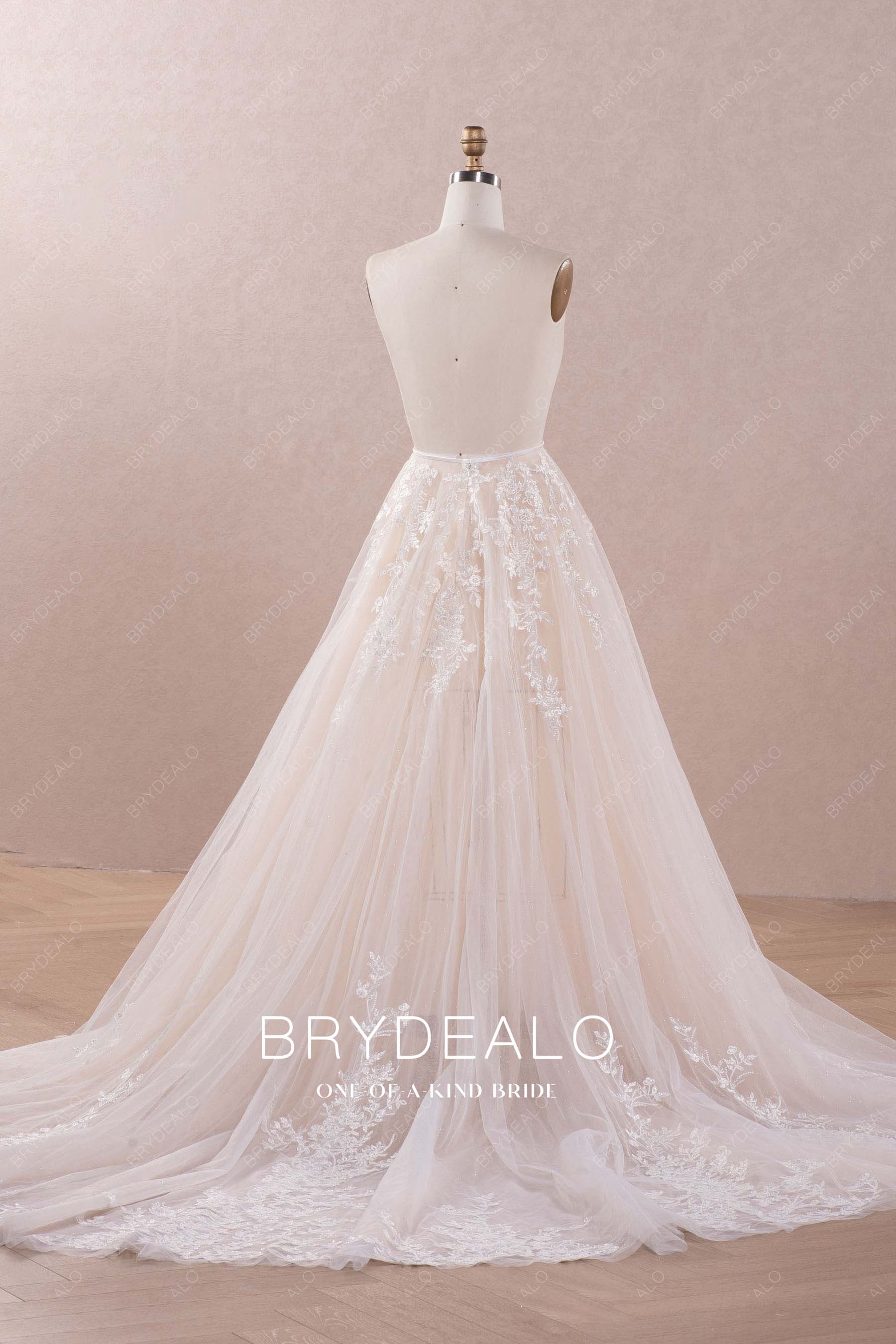 long illusion lace tulle bridal overskirt