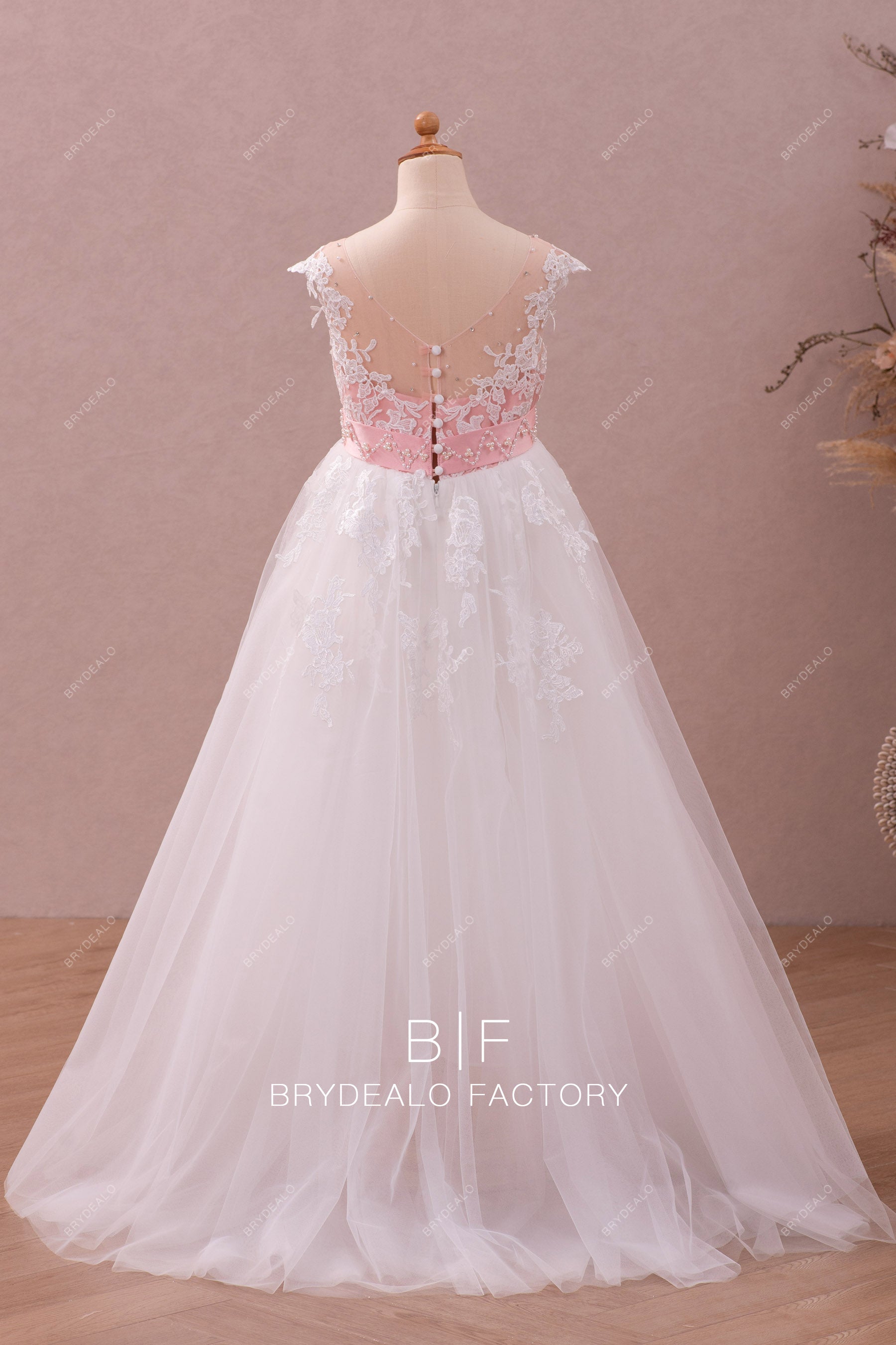 long lace tulle flower girl dress