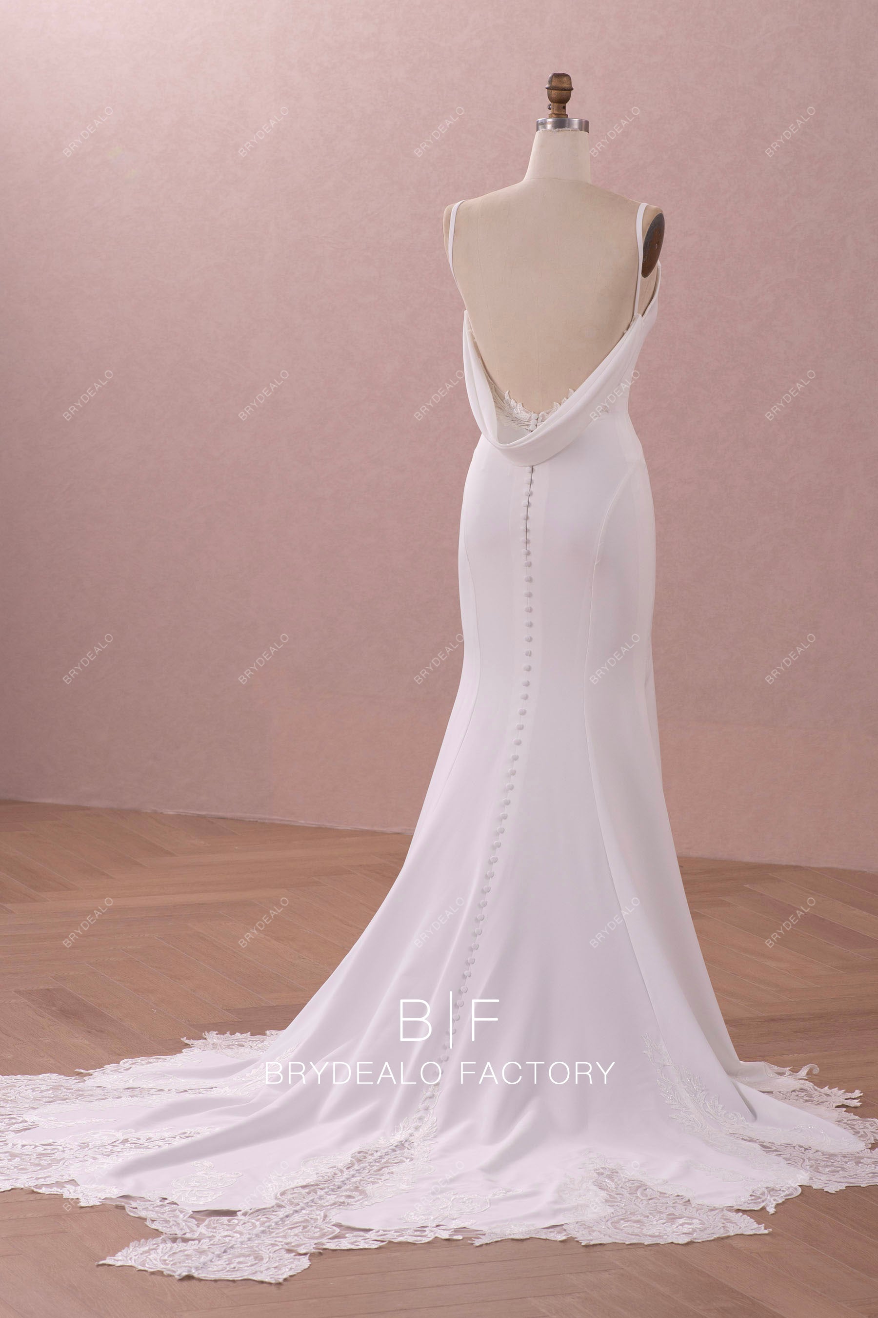 long mermaid wedding dress with illusion cutout lace train