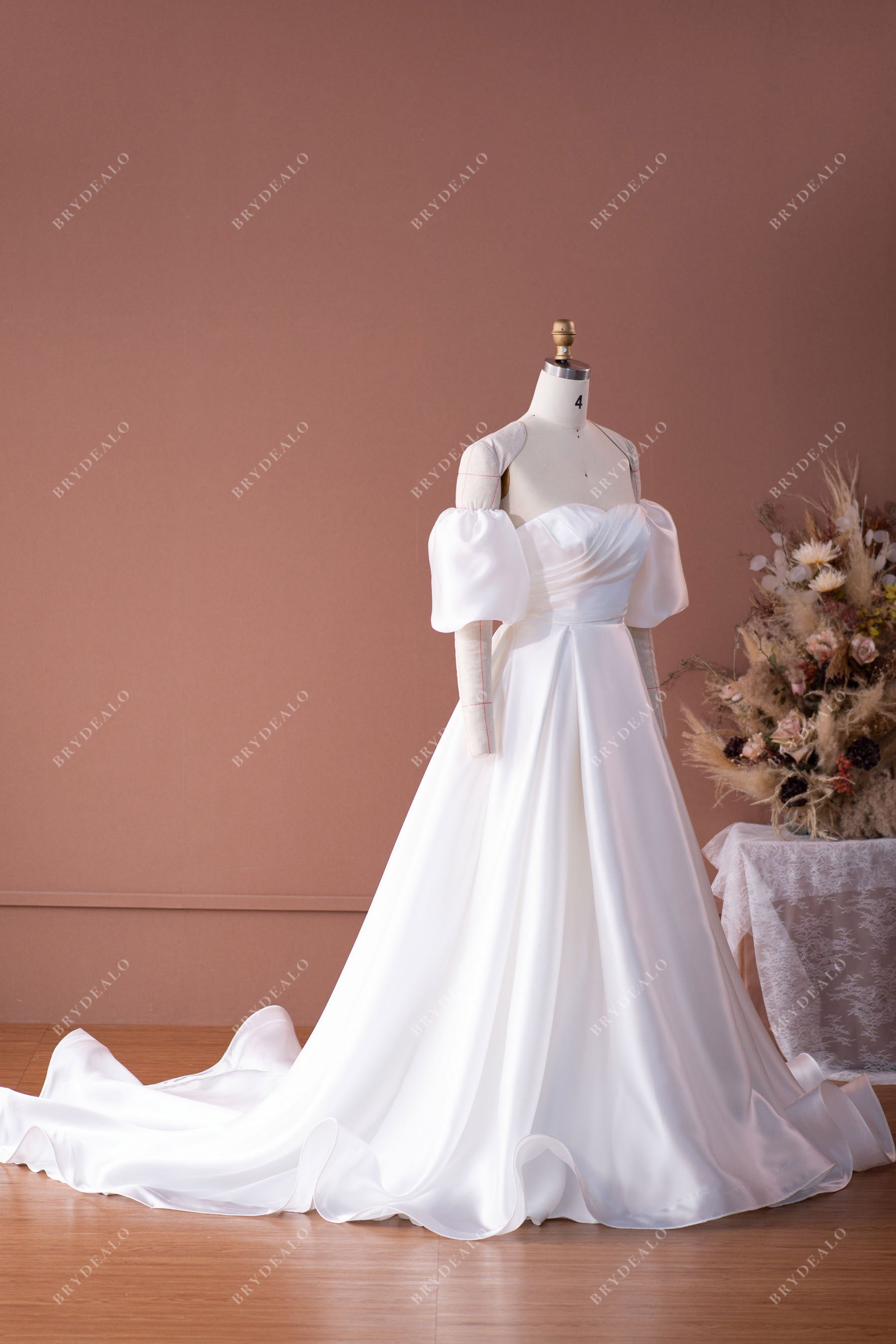 long train elegant off-shoulder wedding dress