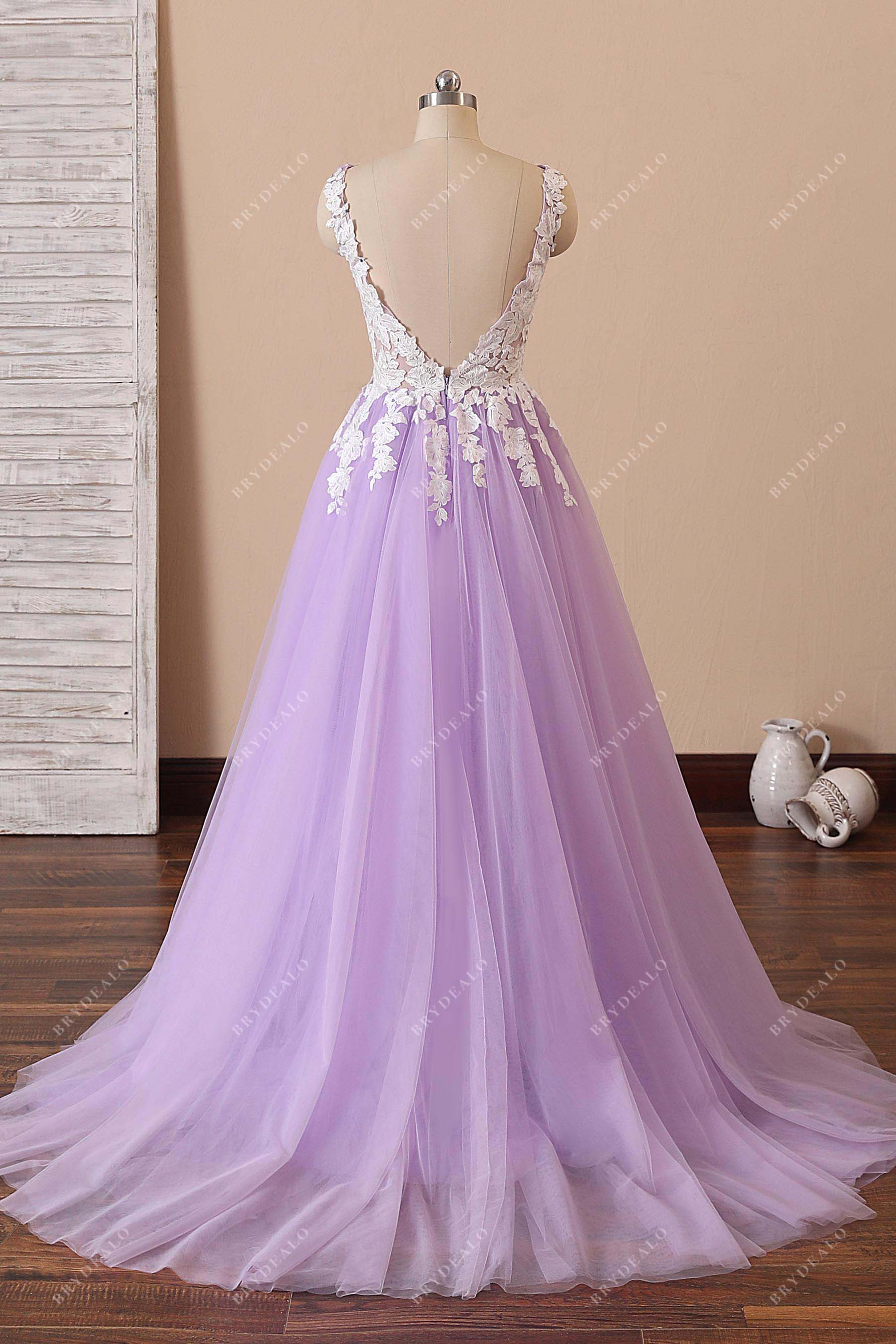 low back sleeveless A-line prom gown