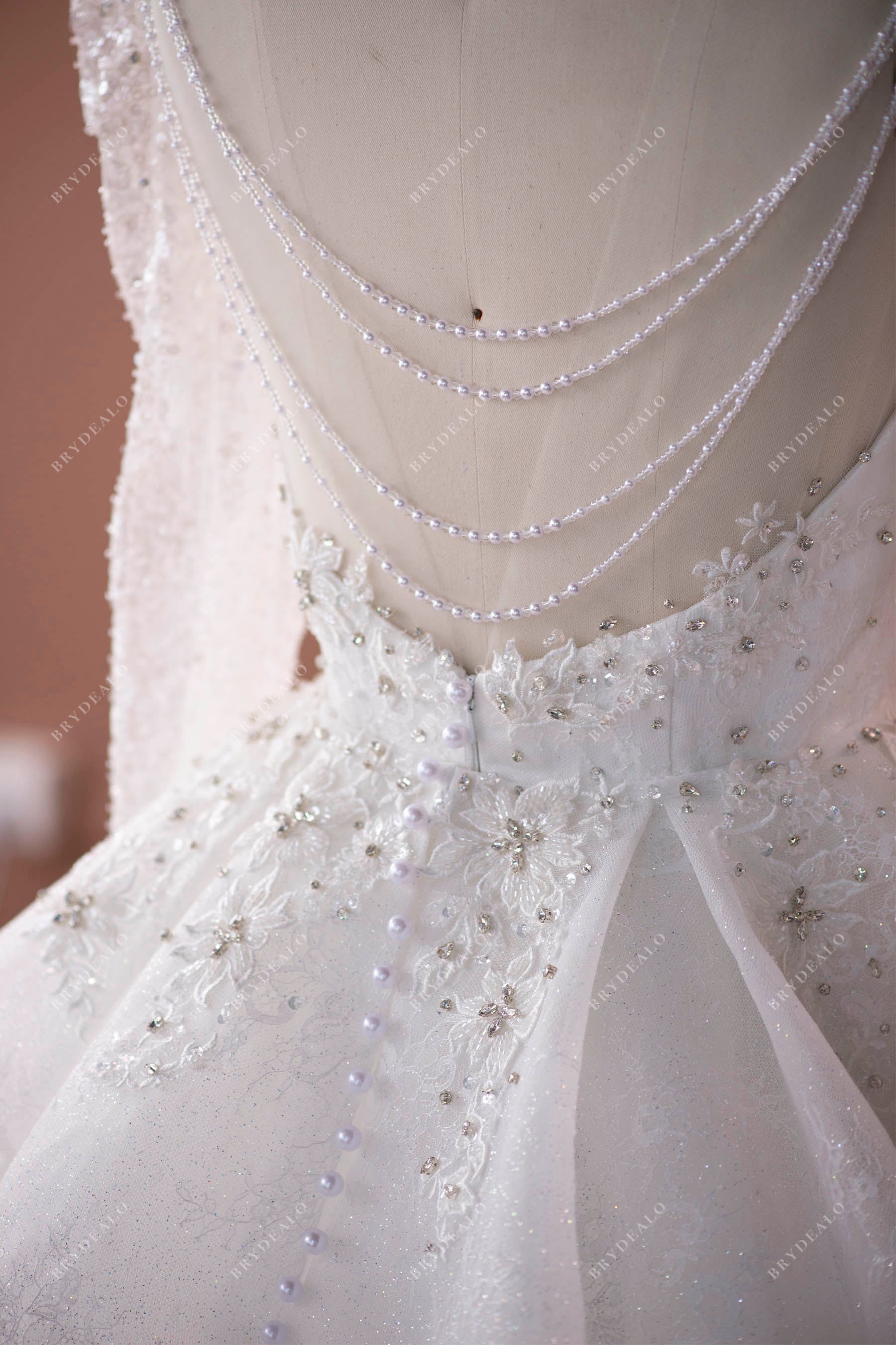 Luxury Sparkly Illusion Sleeved Long Ballgown Wedding Dress