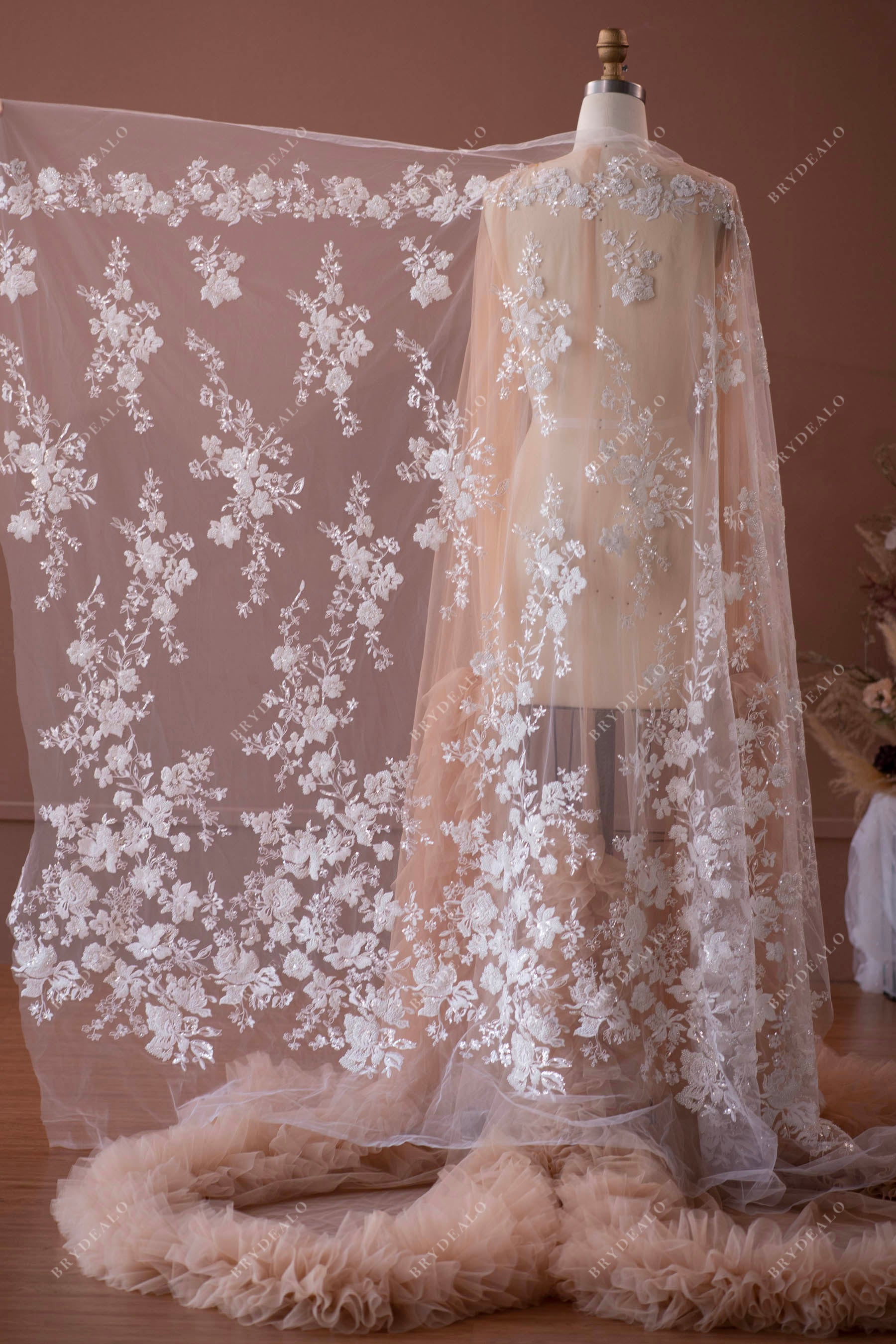luxury beaded flower lace fabric