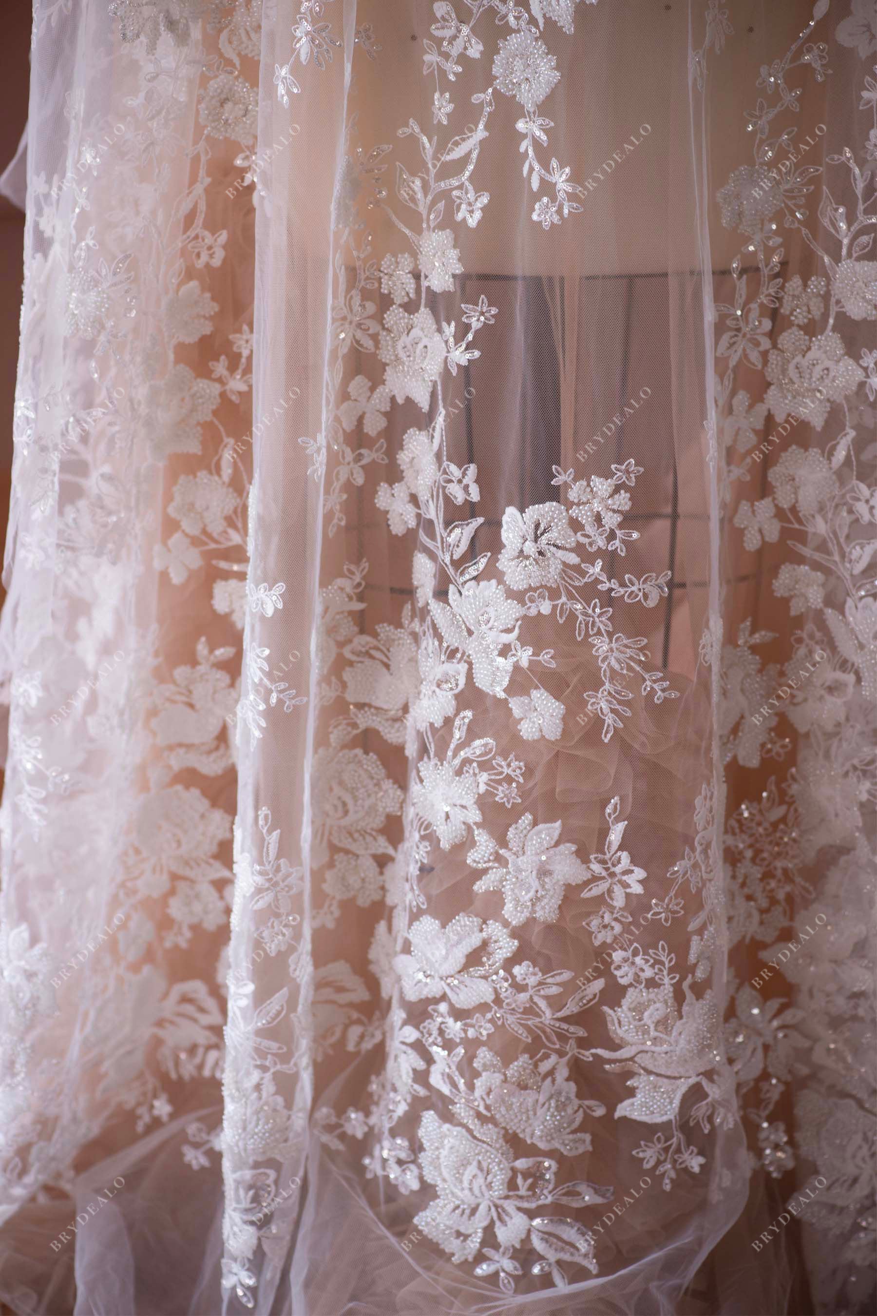 luxury beaded flower bridal lace