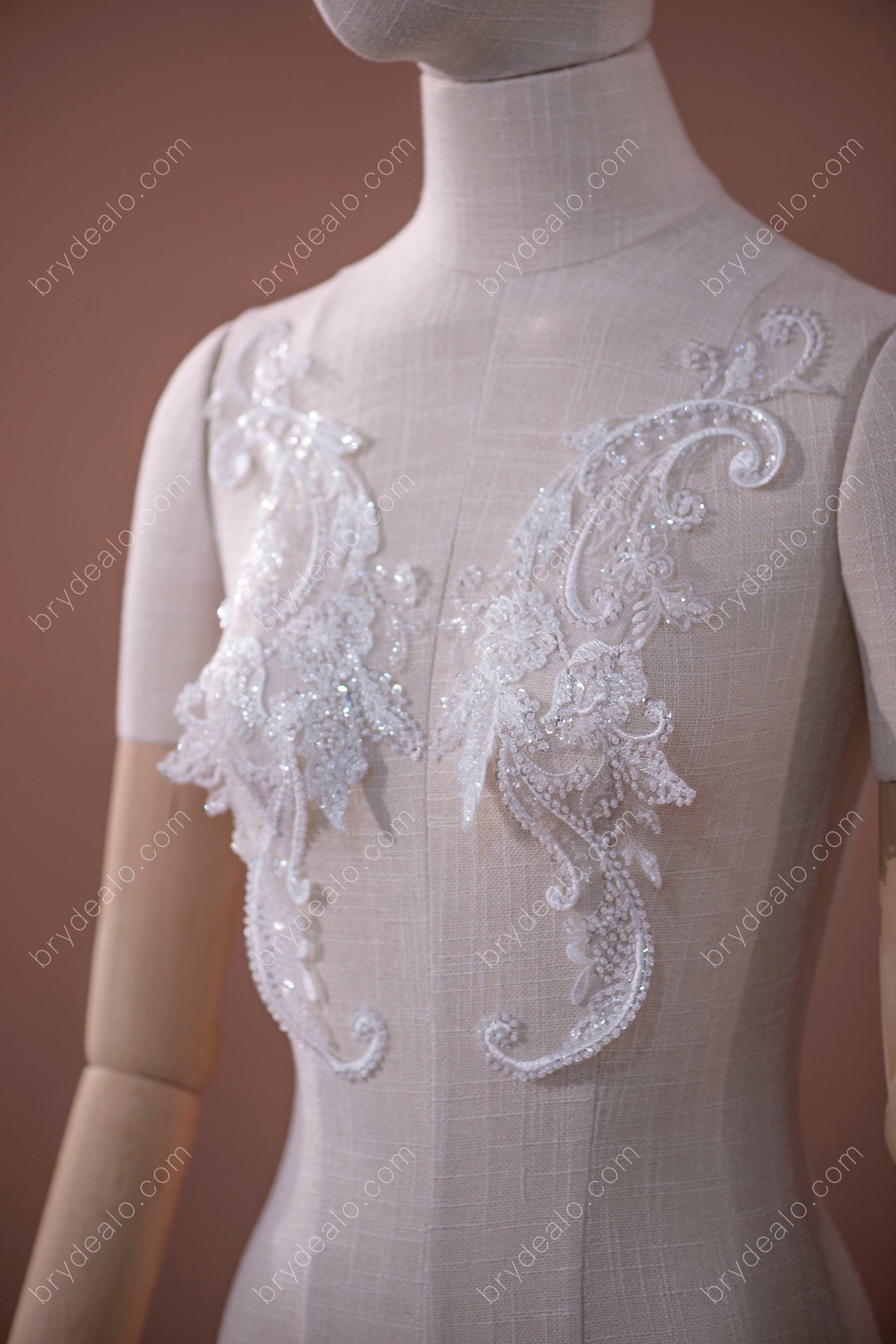 Beaded Sequined Abstract Lace Appliques
