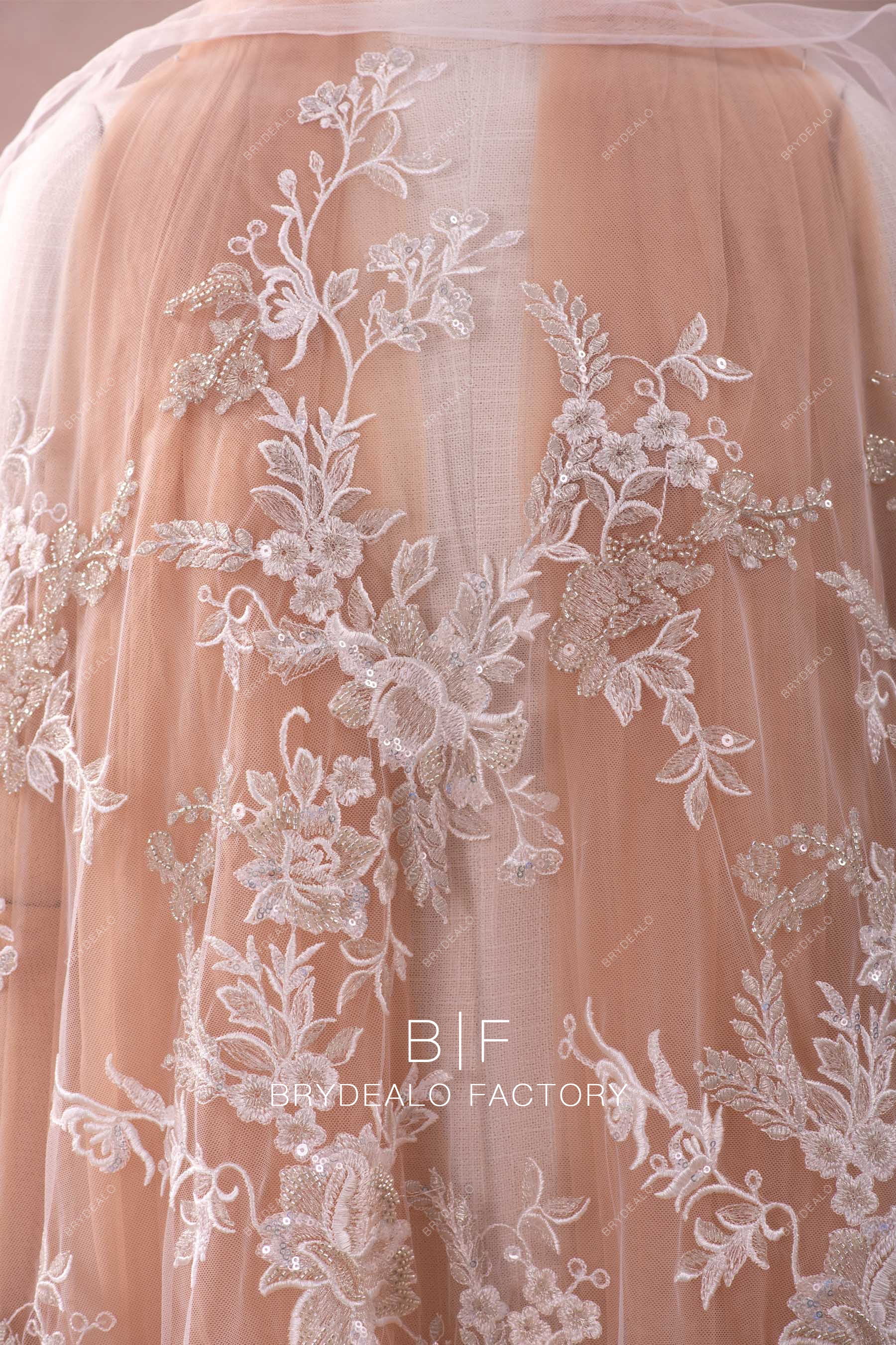 luxury silver beading lace fabric