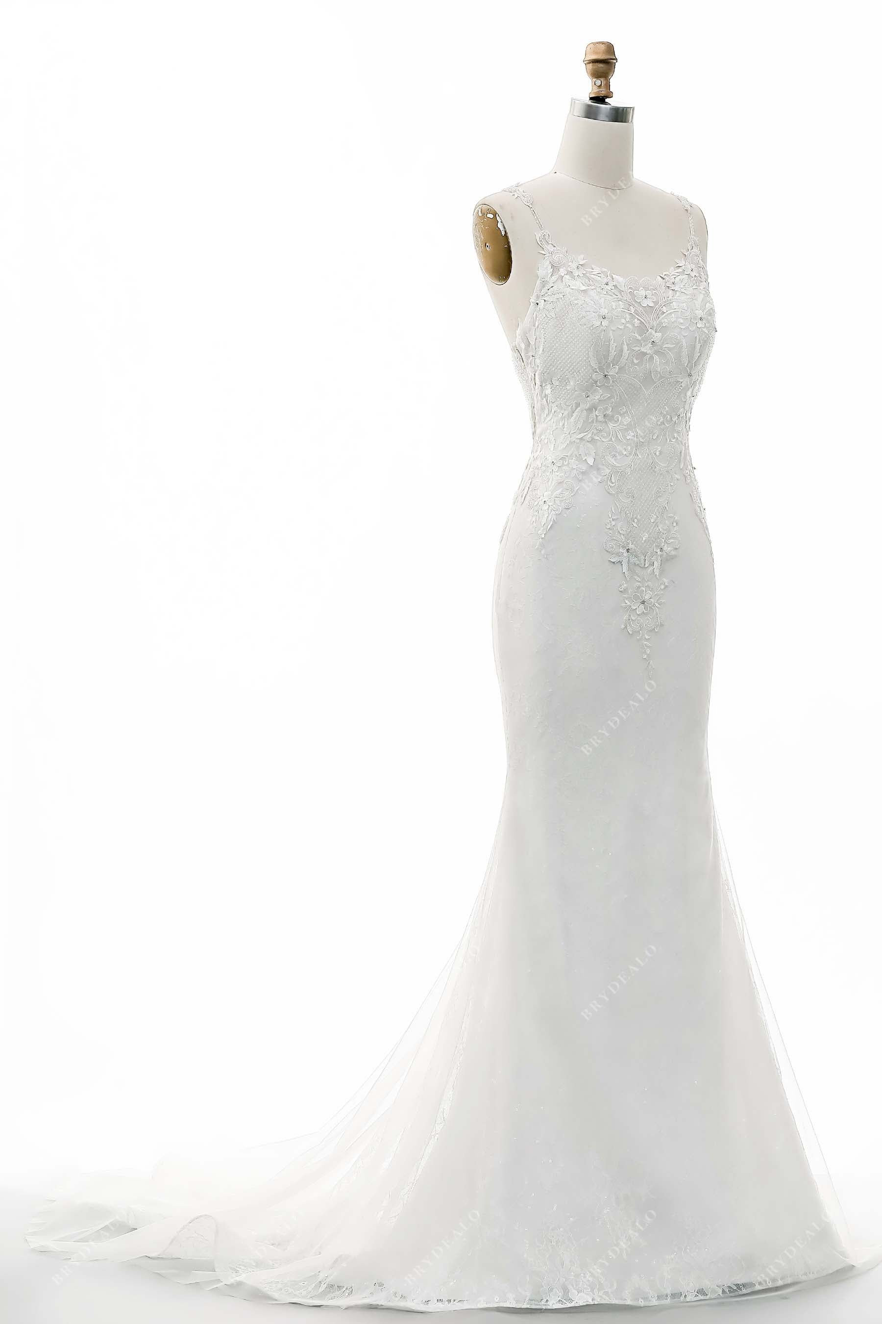 mermaid lace sleeveless wedding dress
