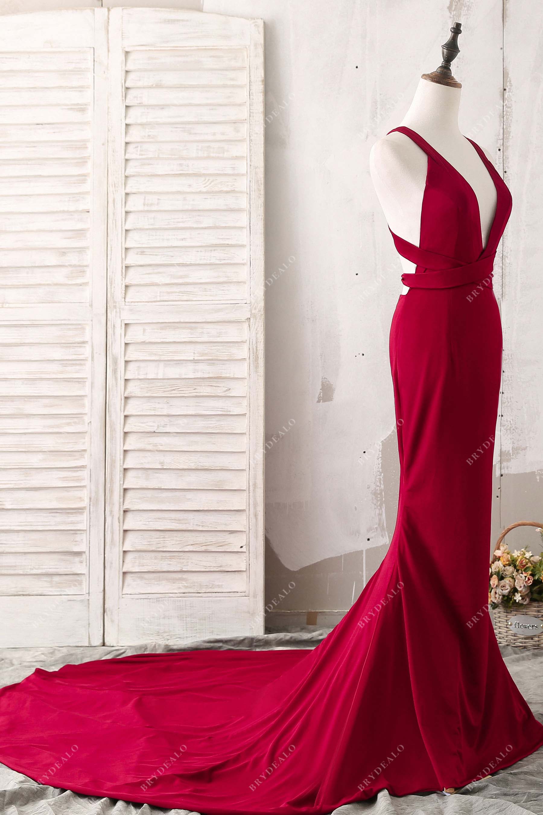 Luxury Ruby Jersey V-neck Mermaid Bridesmaid Dress US 8/UK 10/EU 38 Luxury Ruby Jersey V-neck Mermaid Bridesmaid Dress US 8/UK 10/EU 38
