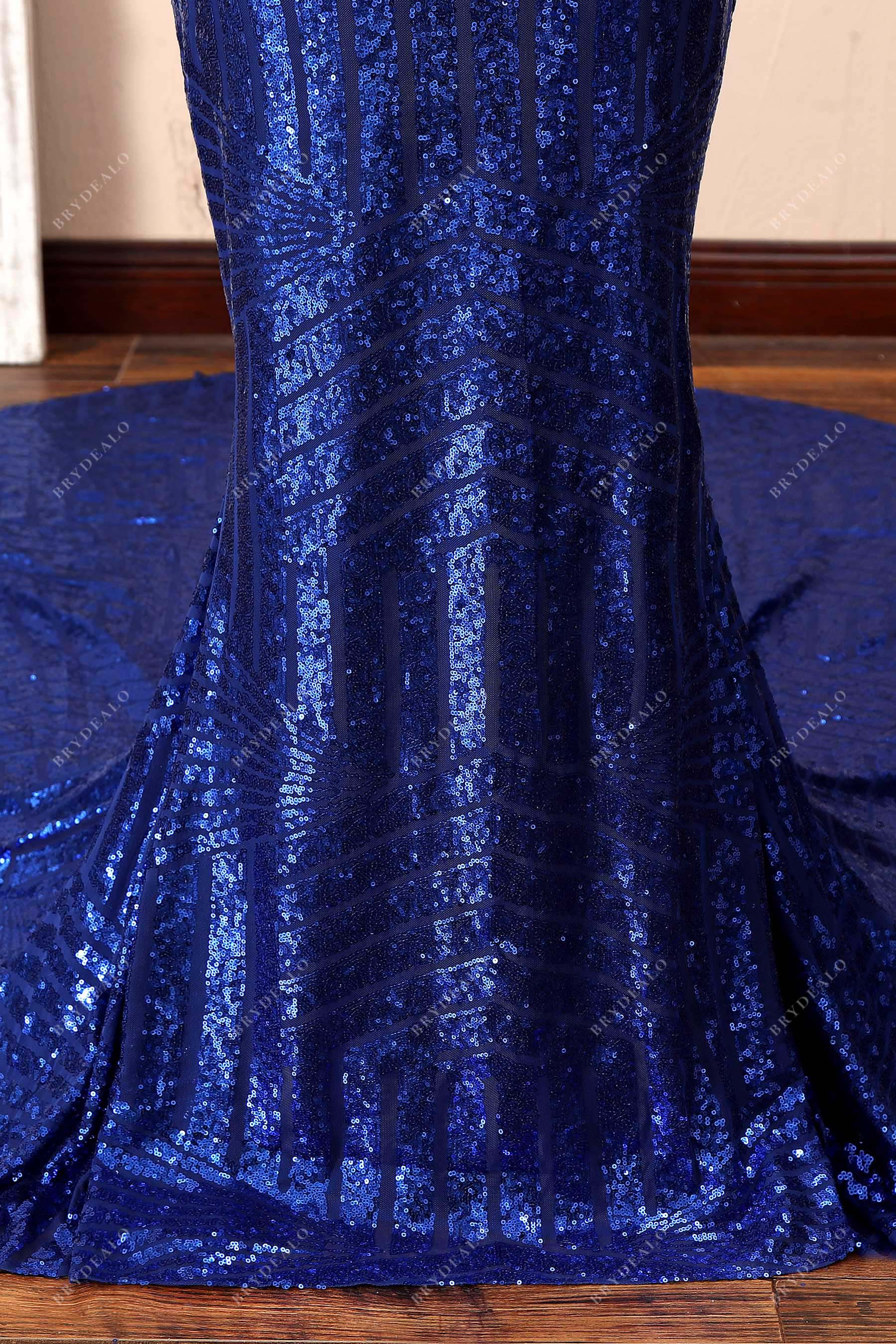 mermaid royal blue sequin prom dress