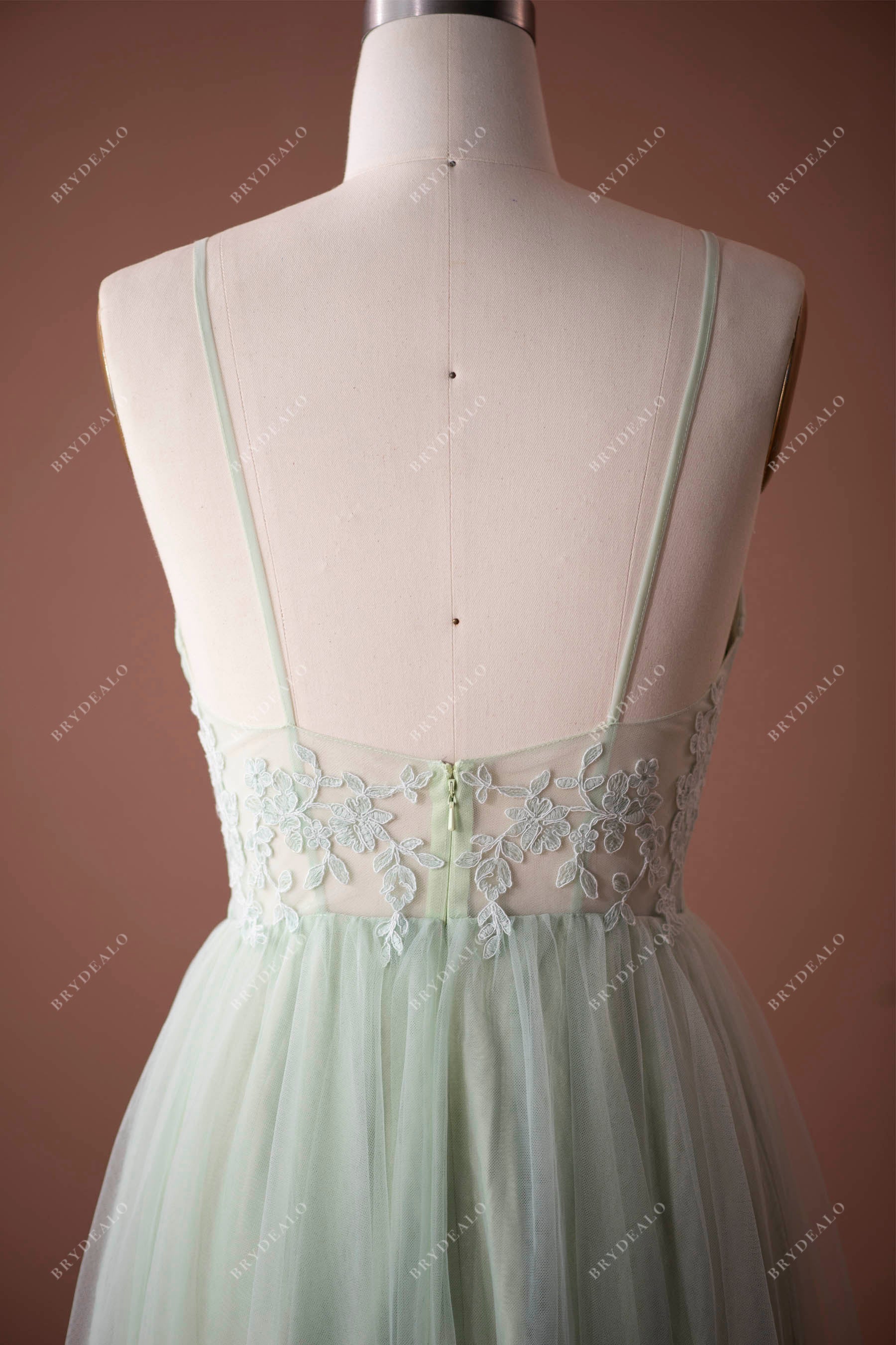 Chic Straps Hi-Lo Asymmetrical Mint Green Tulle Bridesmaid Dresses chb –  cherishgirls