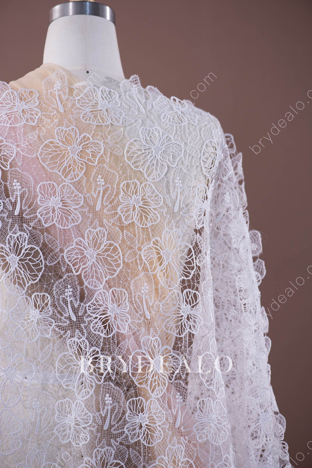 Wholesale Modern Big Flower Embroidered Lace Fabric Online
