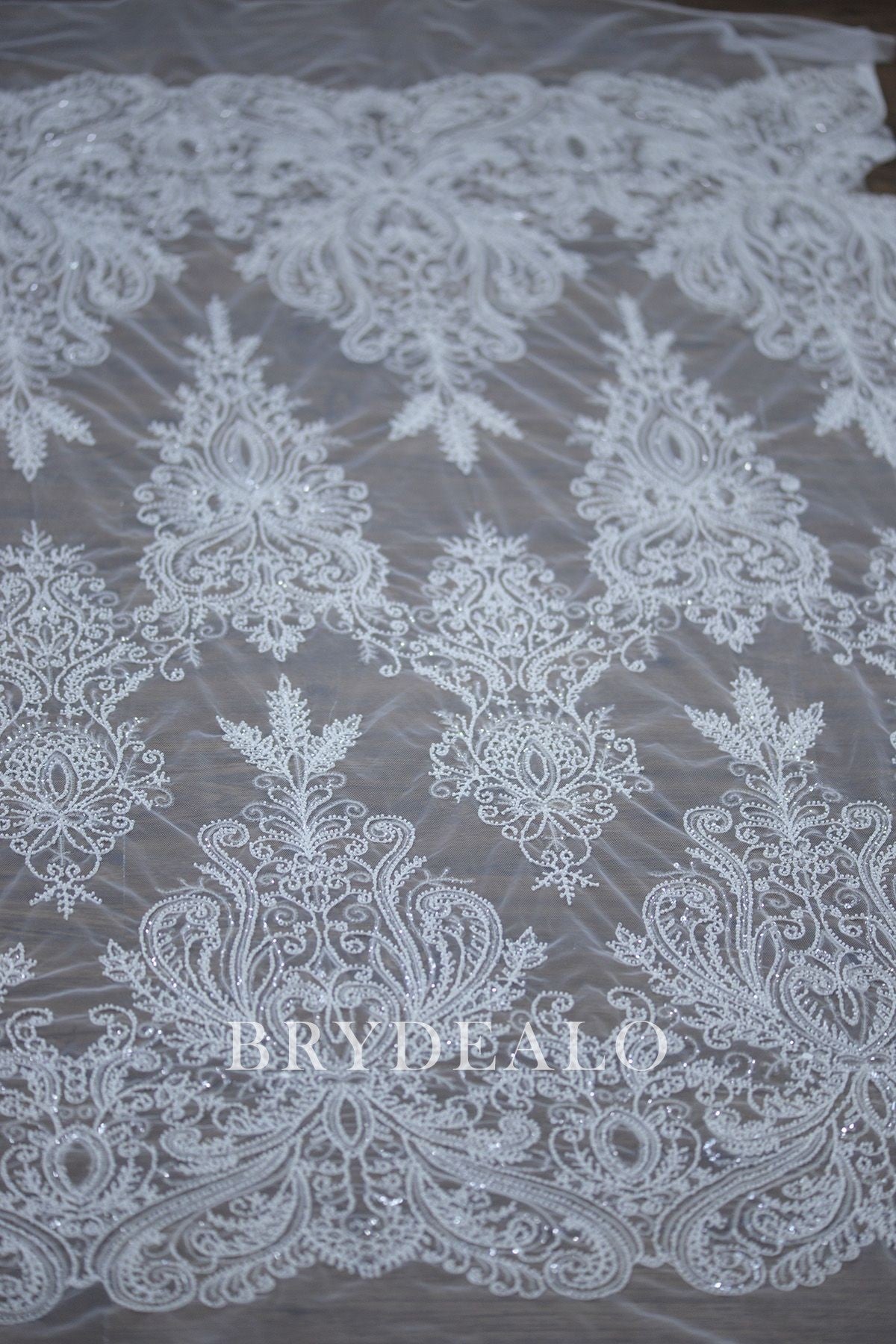 Wholesale Nice Beaded Symmetrical Abstract Lace Fabric
