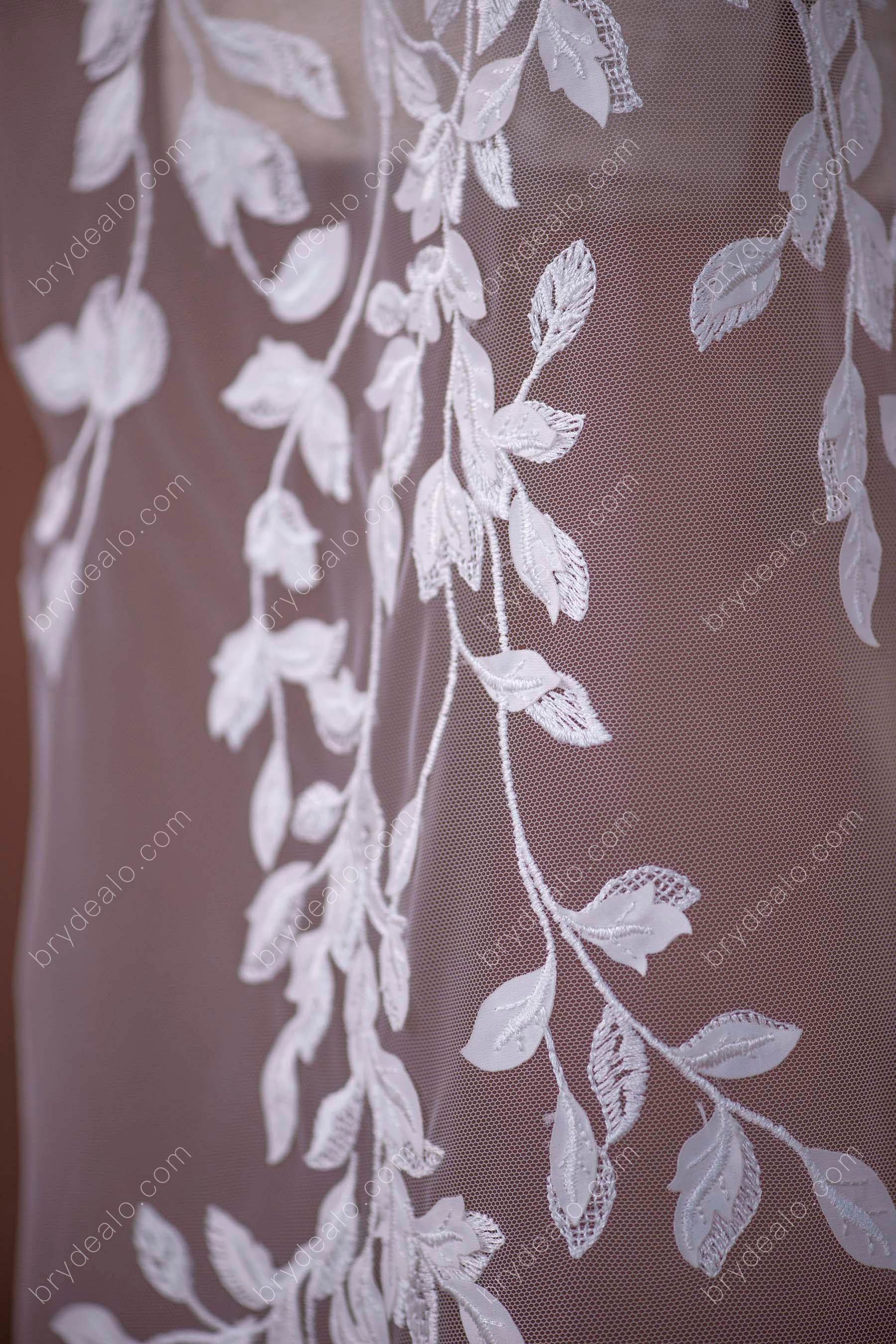 Nifty Laser Leaf Embroidery Lace Fabric for Wholesale