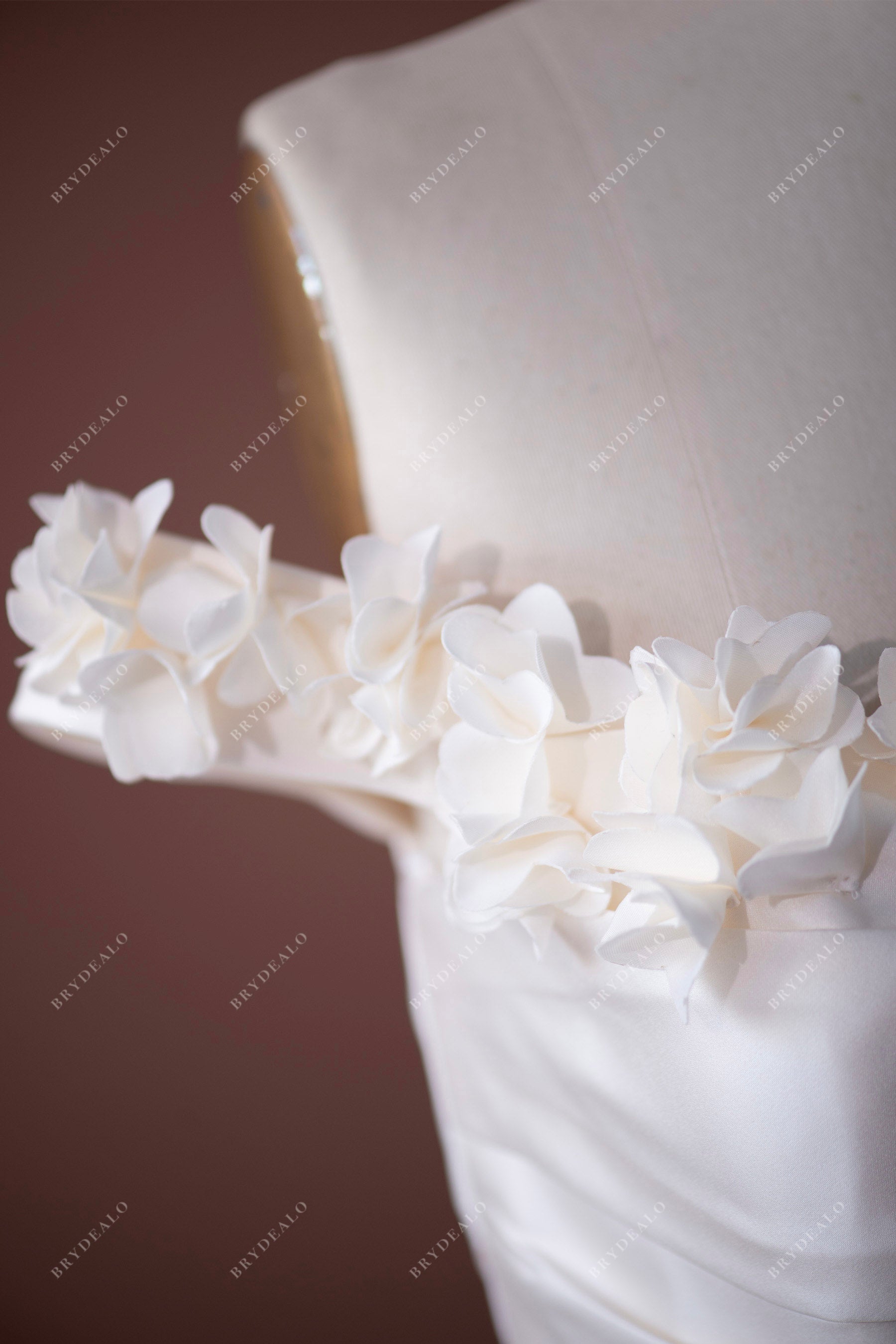 off-shoulder flower A-line wedding dress