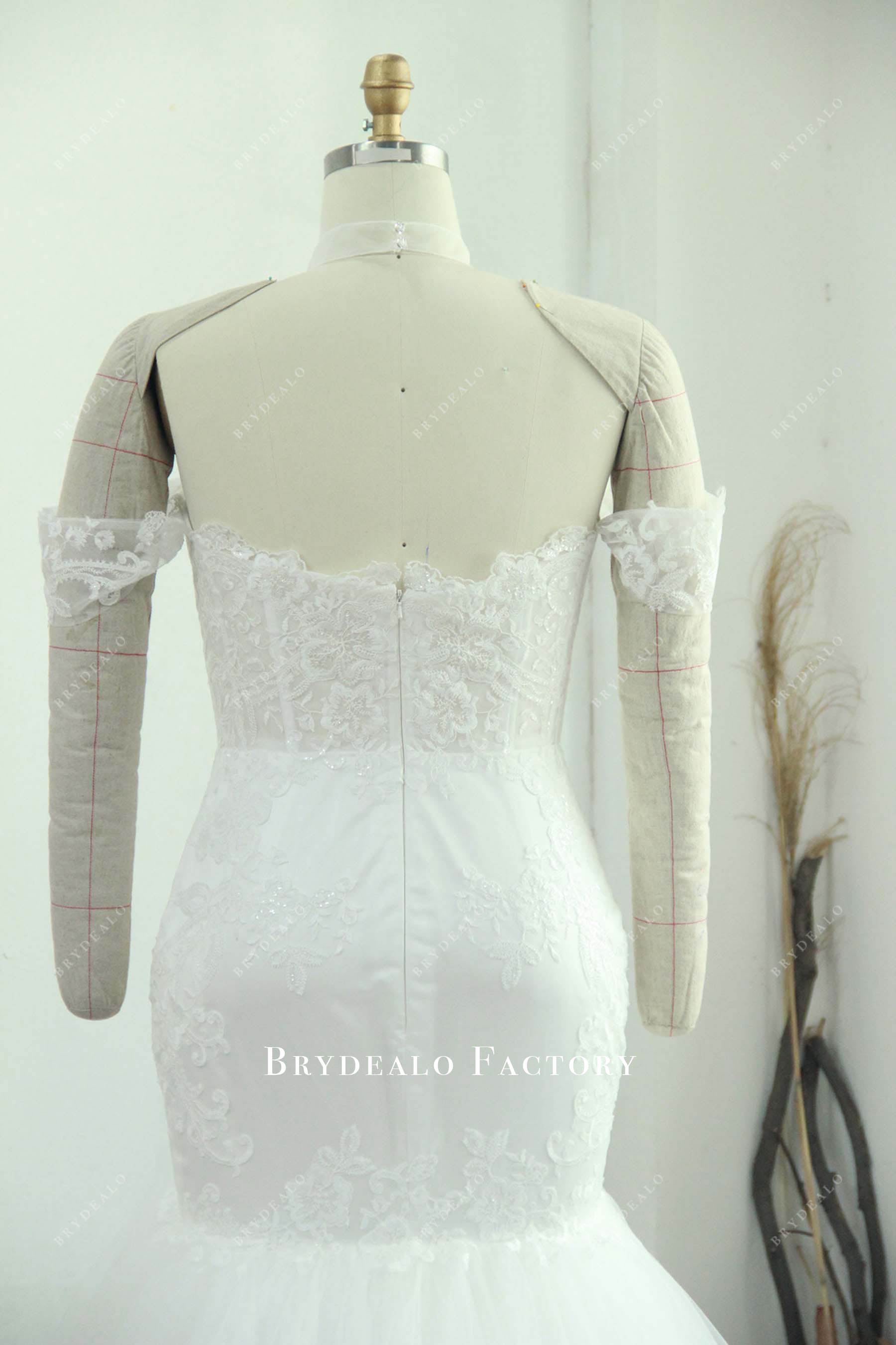 off-shoulder flower lace bridal gown