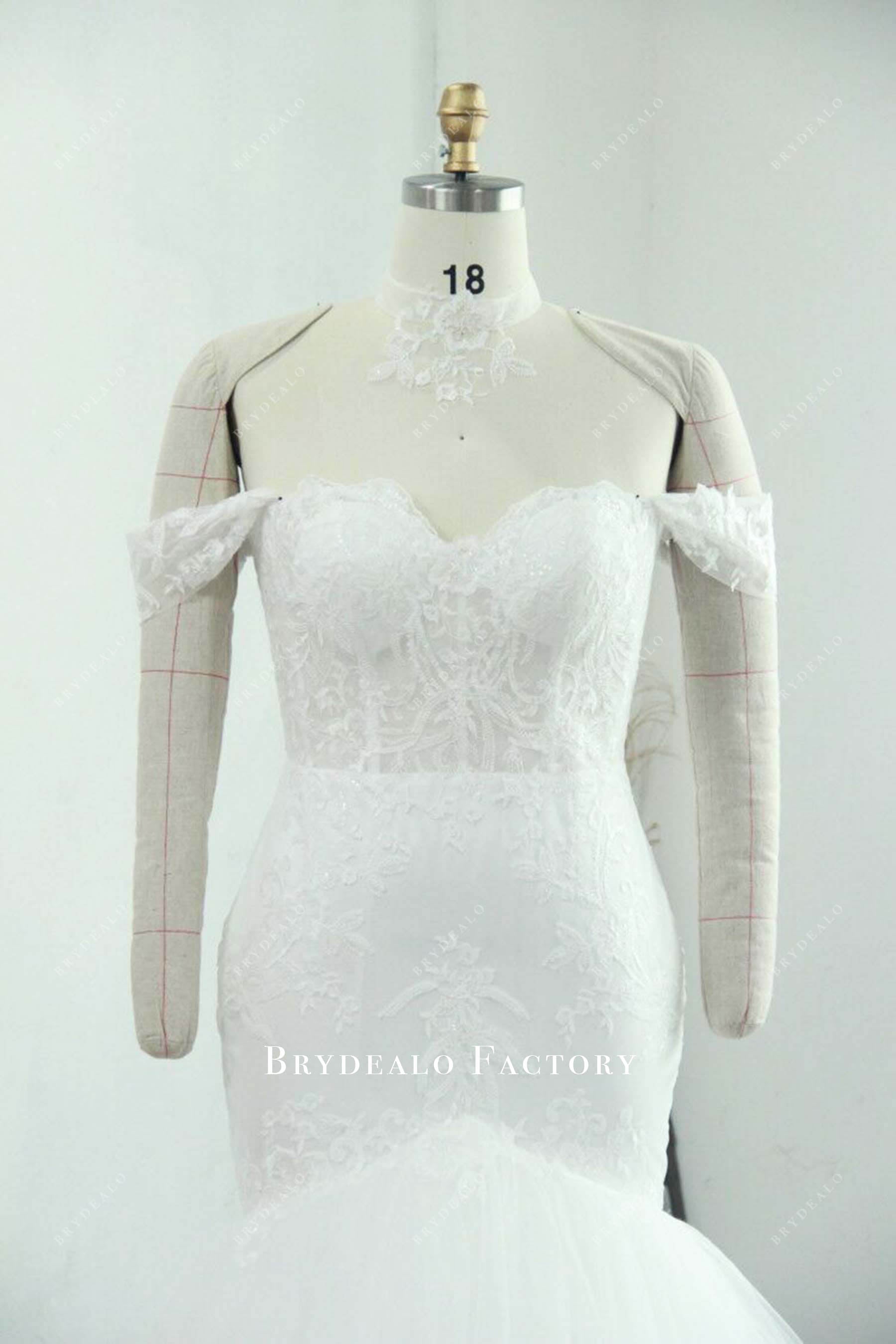 off-shoulder lace wedding dress