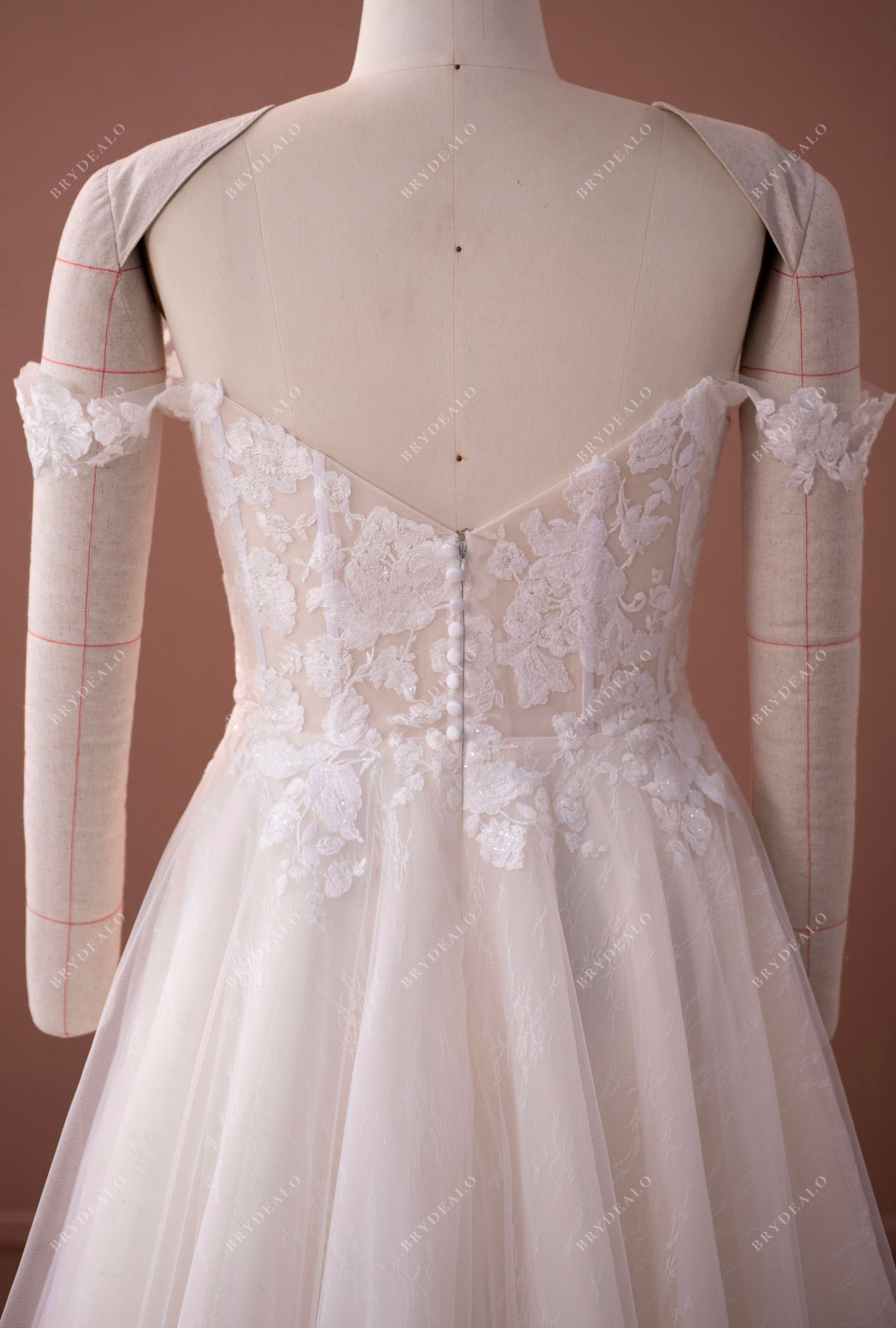 off shoulder lace wedding dress