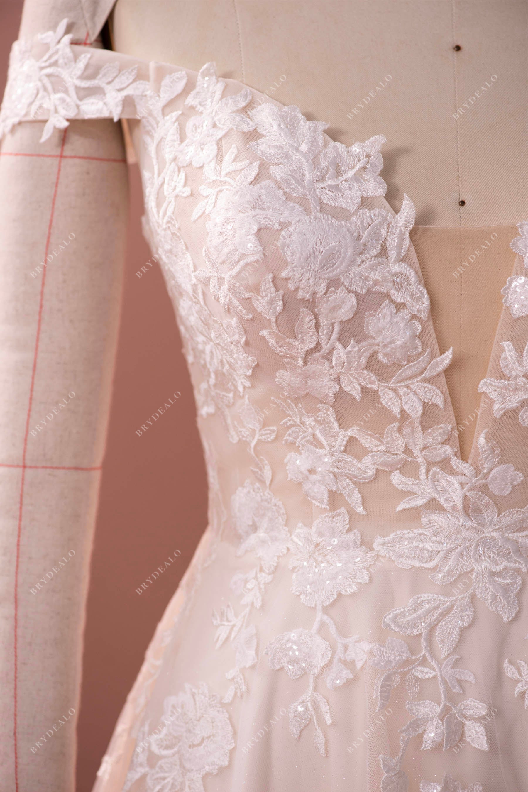 off shoulder lace wedding dress