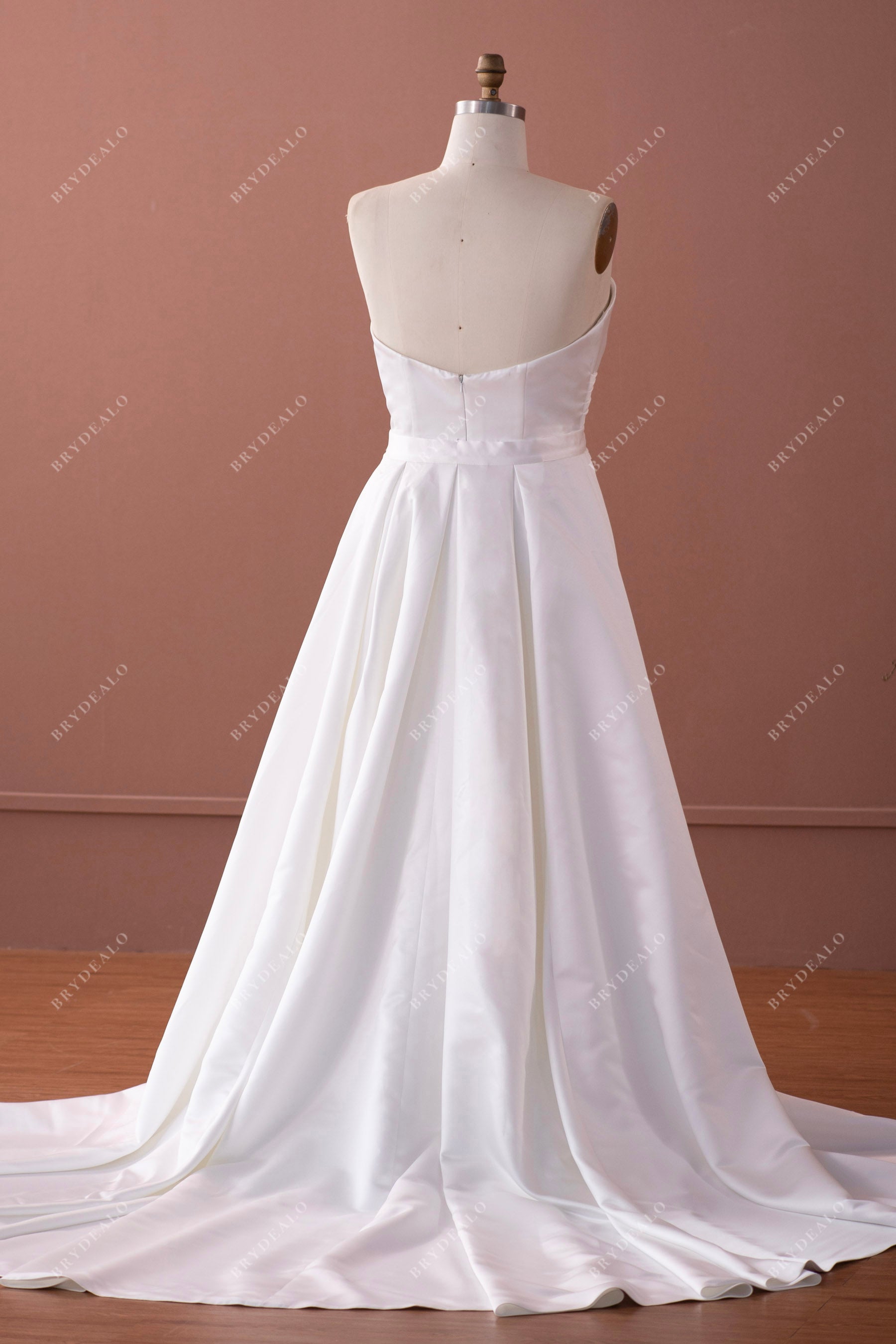 strapless satin wedding gown
