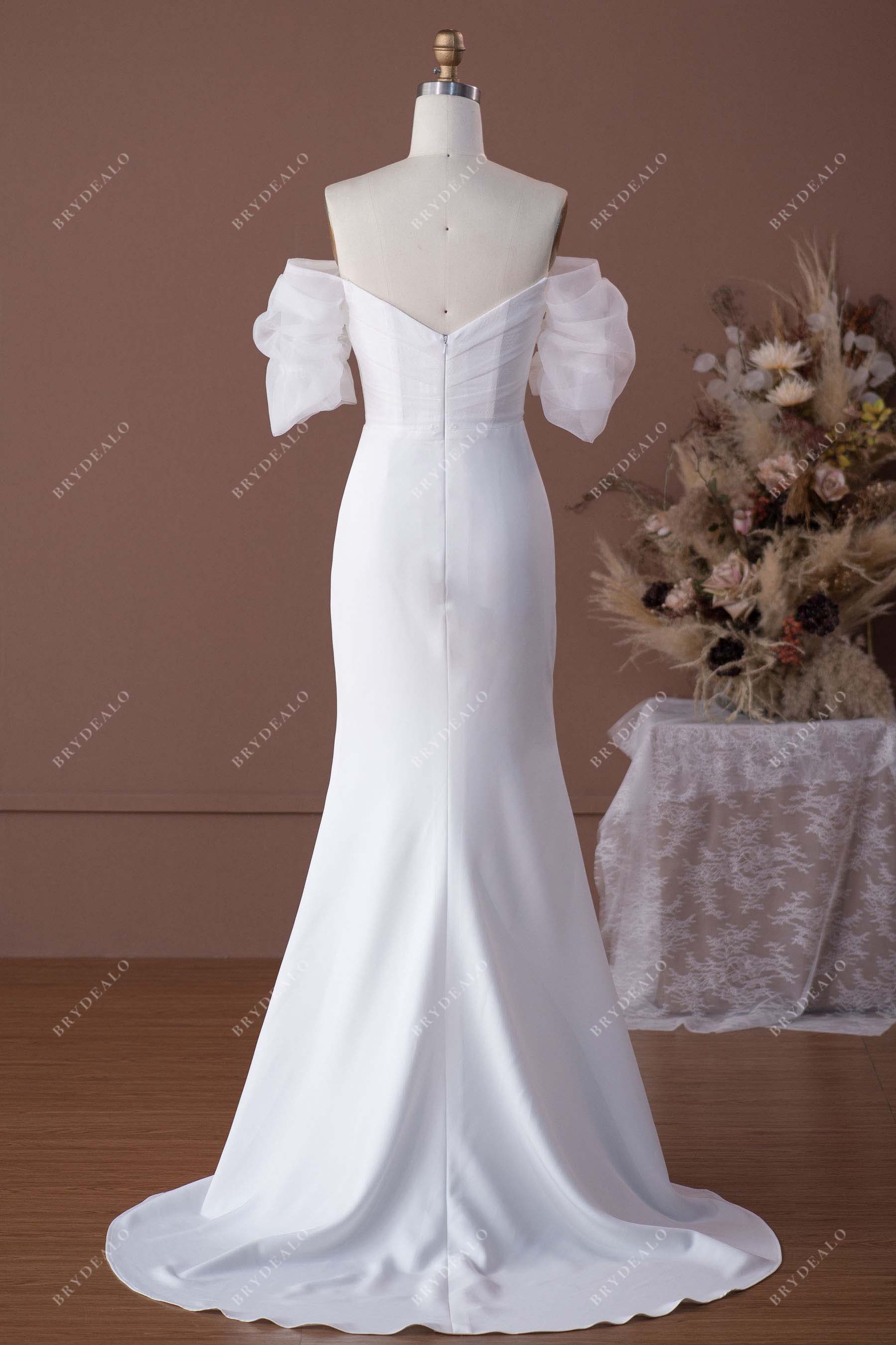 off-shoulder organza crepe mermaid bridal dress