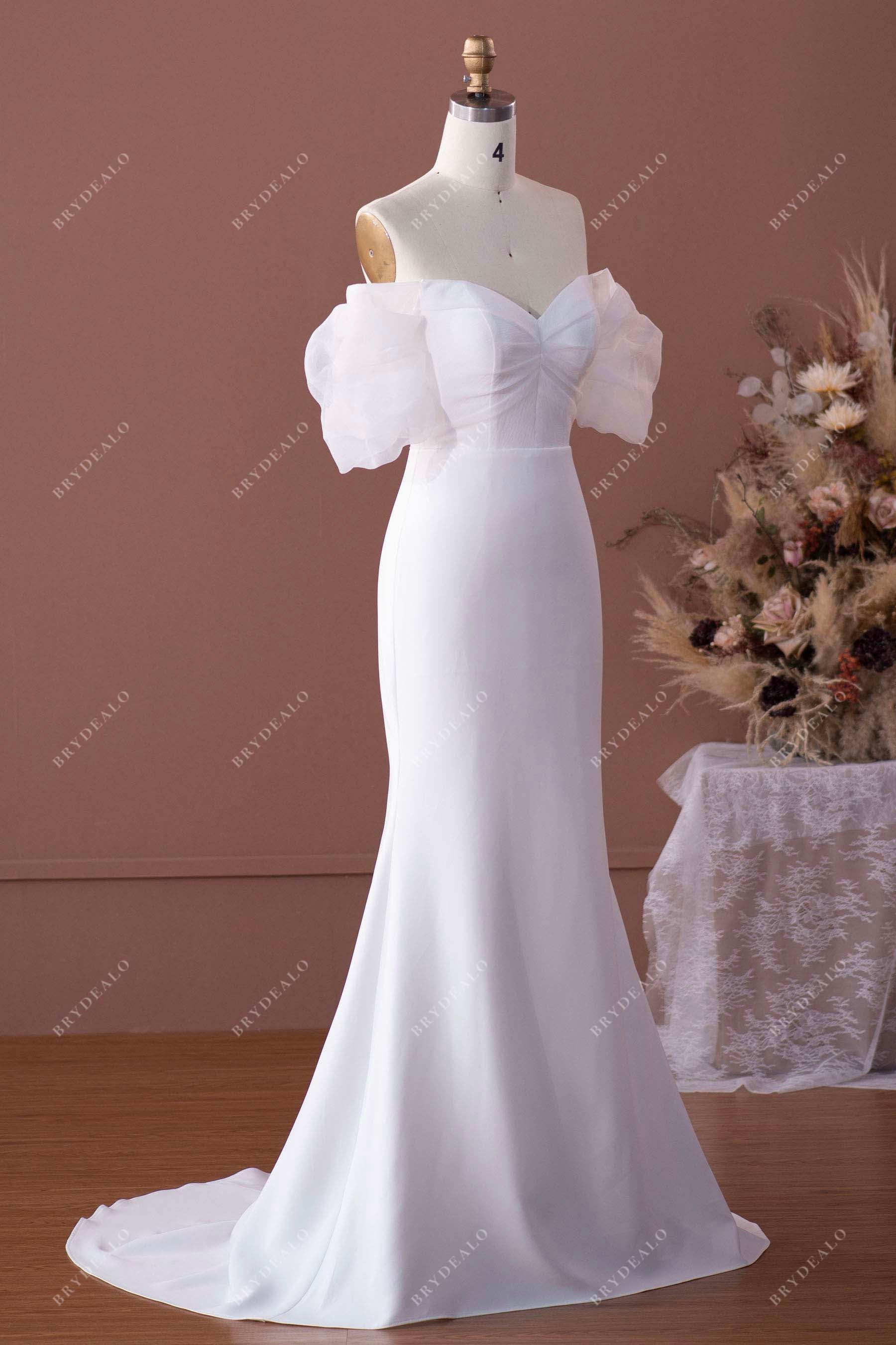 off-shoulder sweetheart organza crepe bridal gown