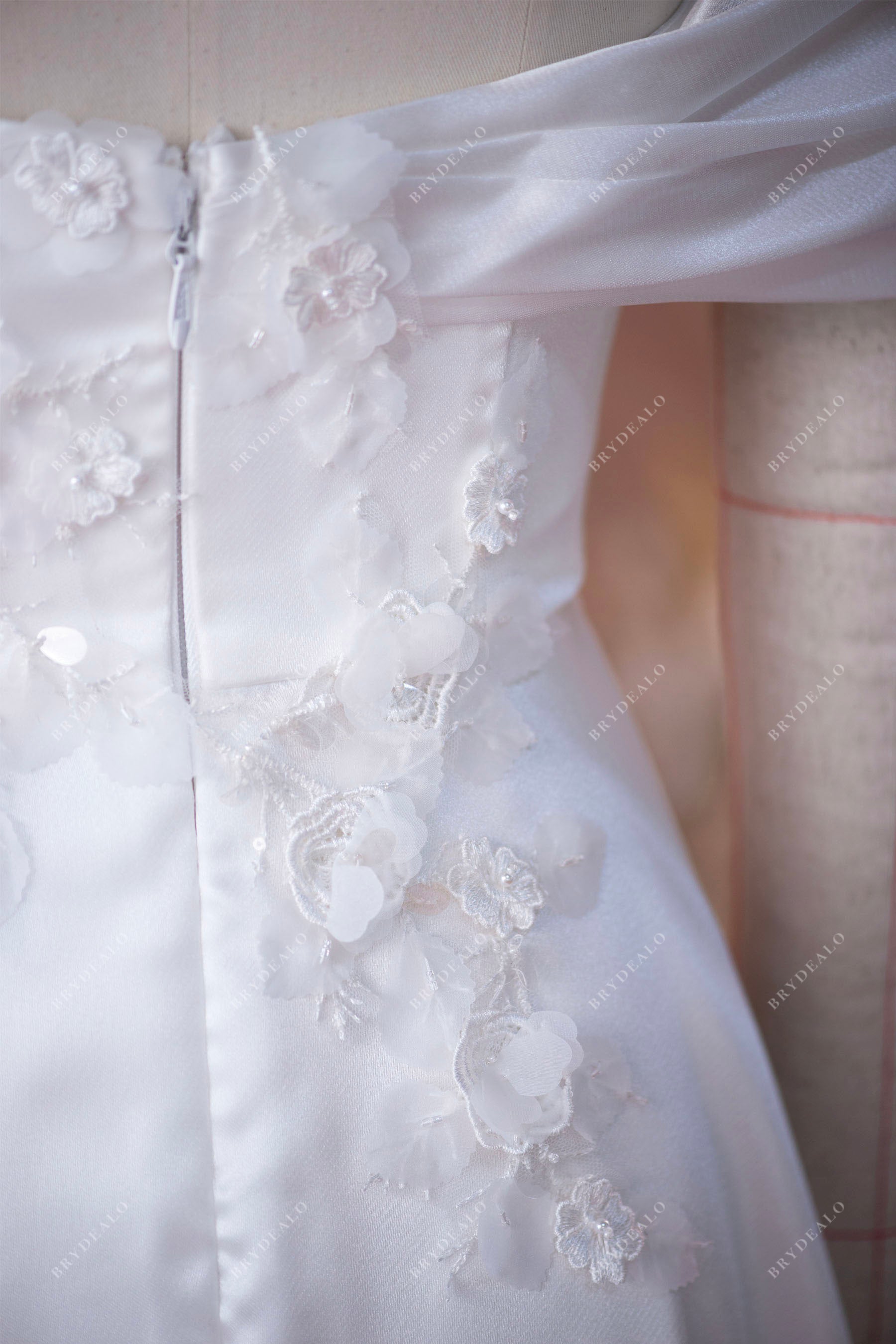 one sleeve organza lace wedding dress