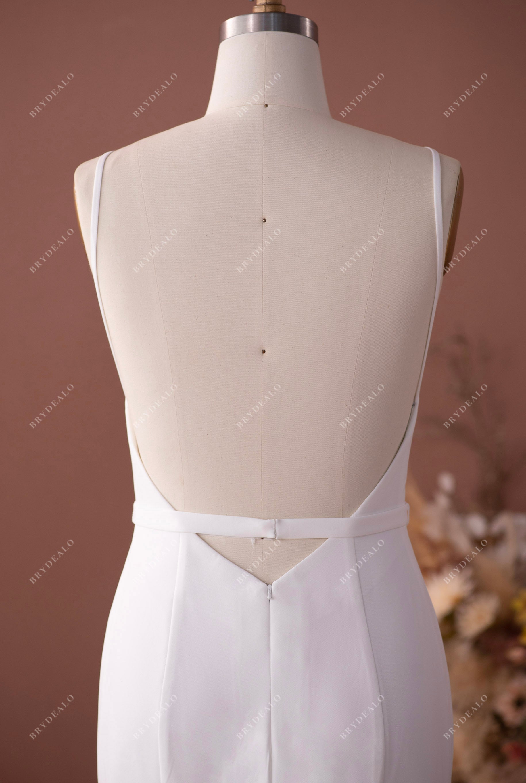 open back crepe wedding dress