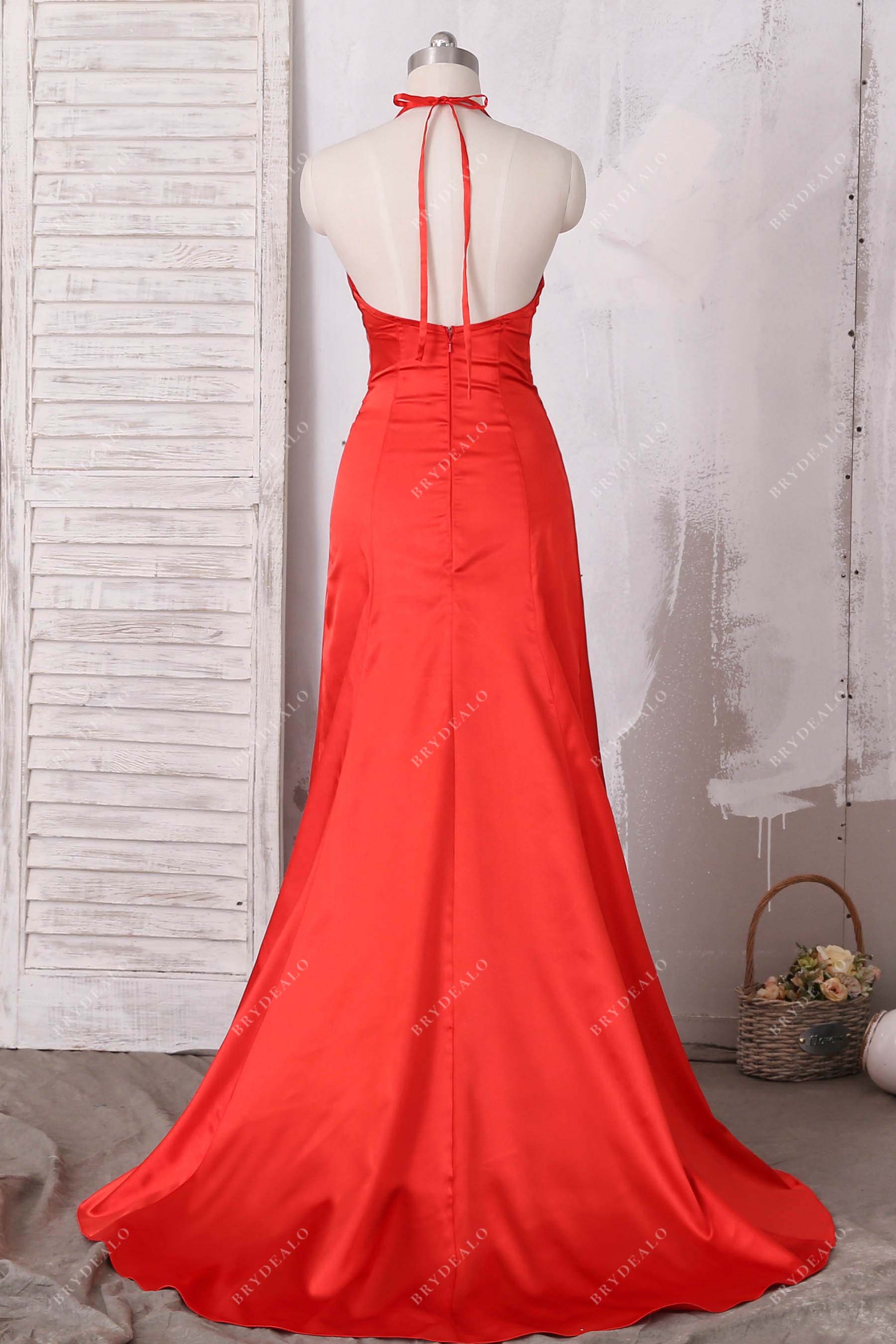 open back fit and flare prom gown