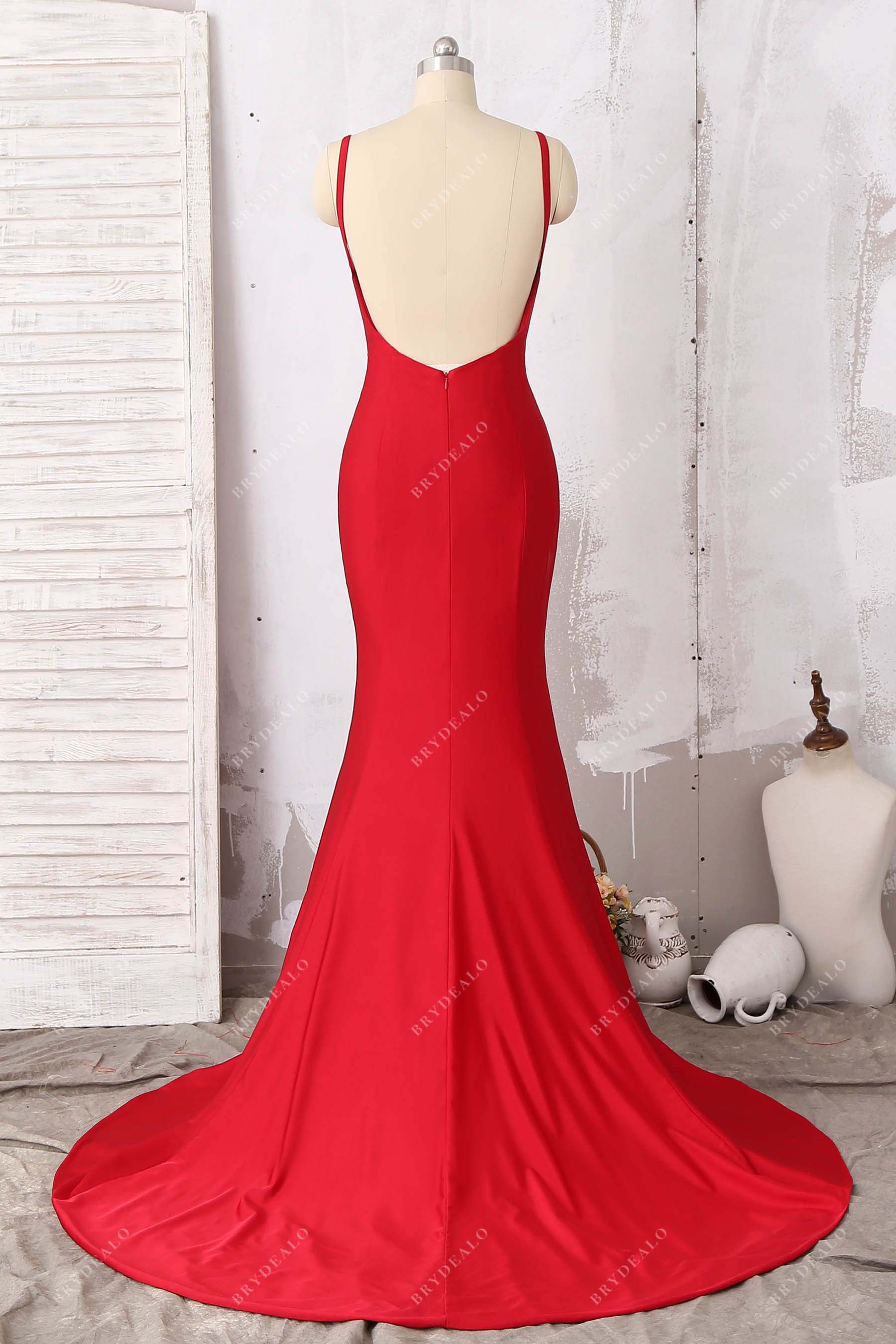 open back knit mermaid prom gown