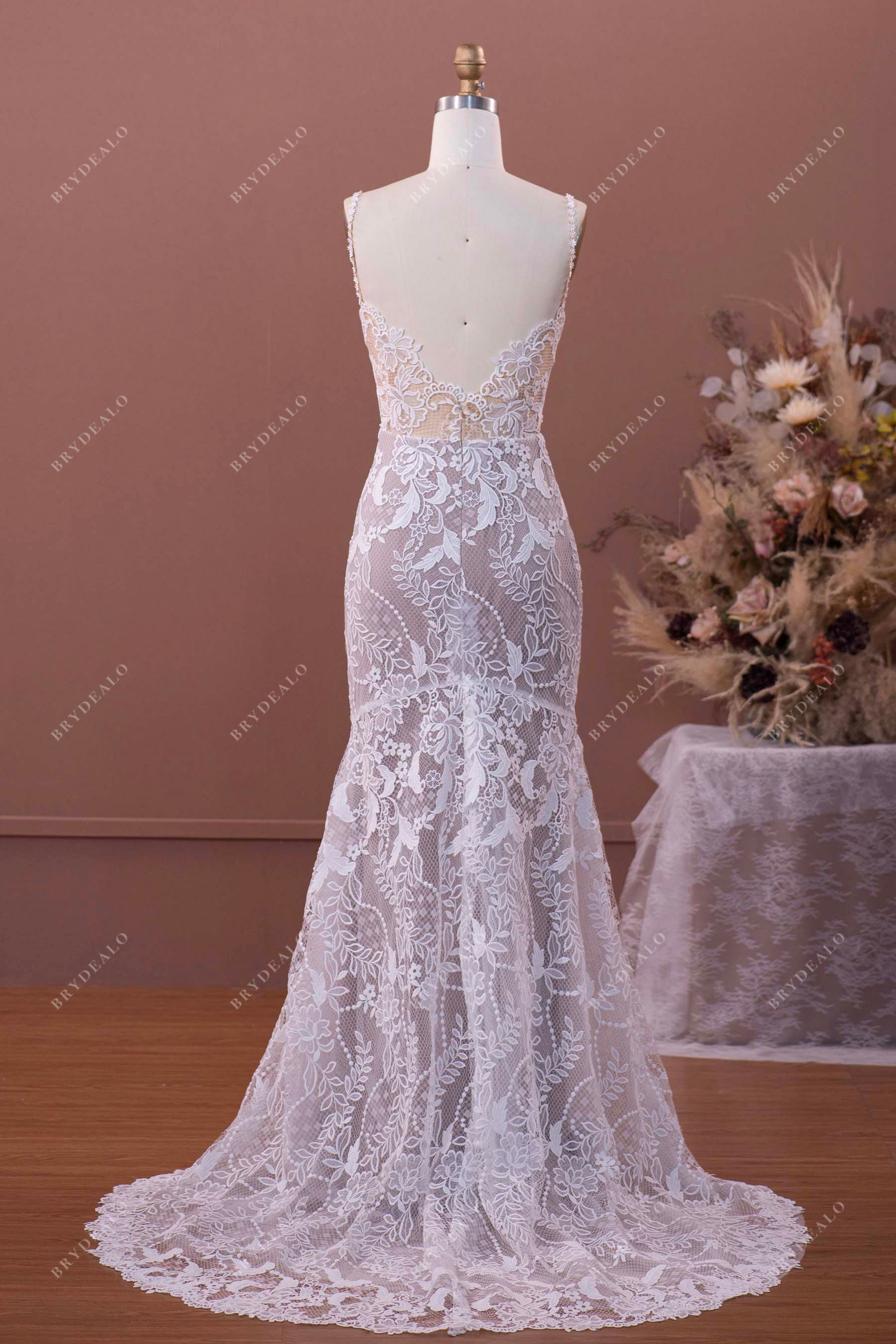 open back lace mermaid wedding dress