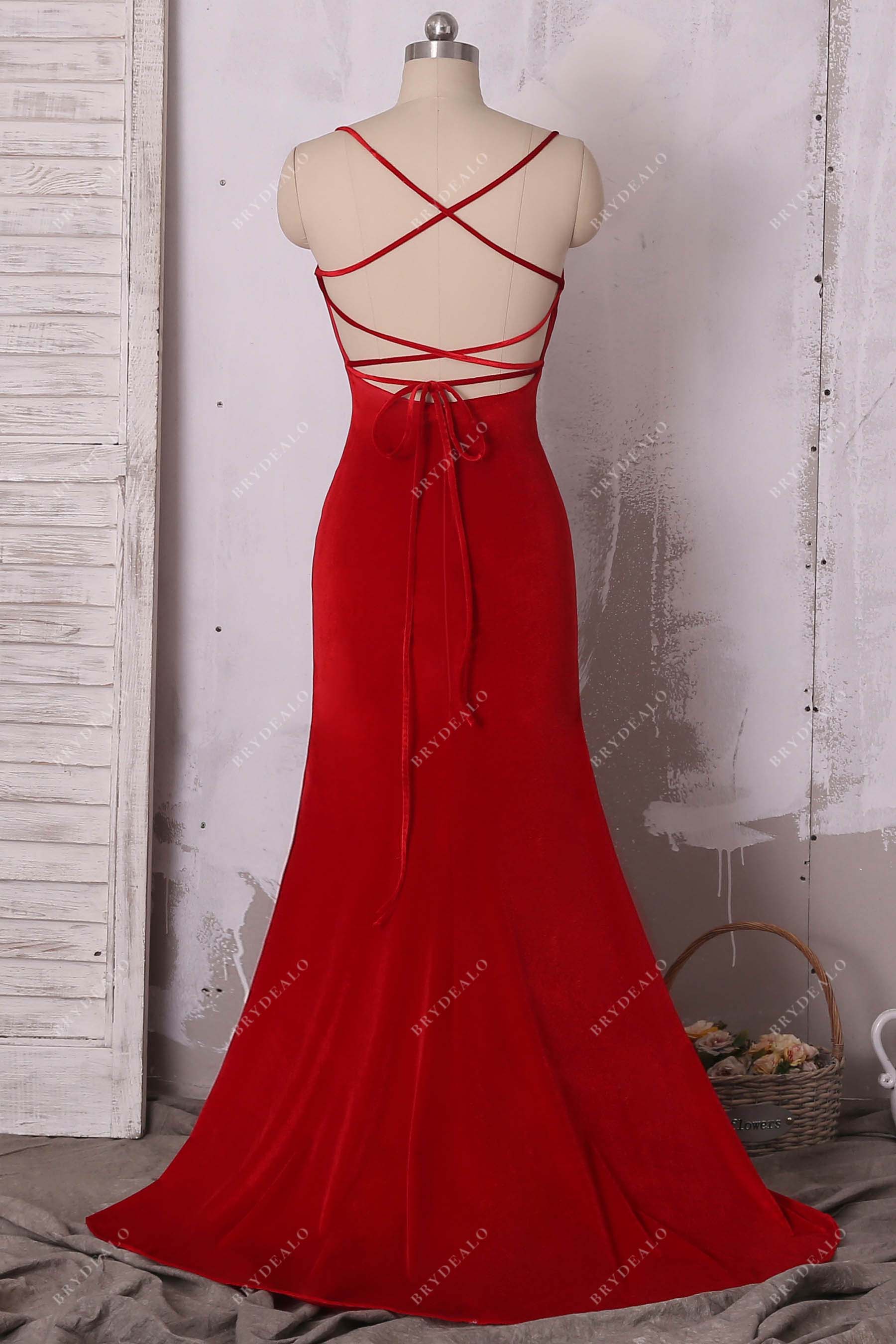 open strappy back mermaid prom dress