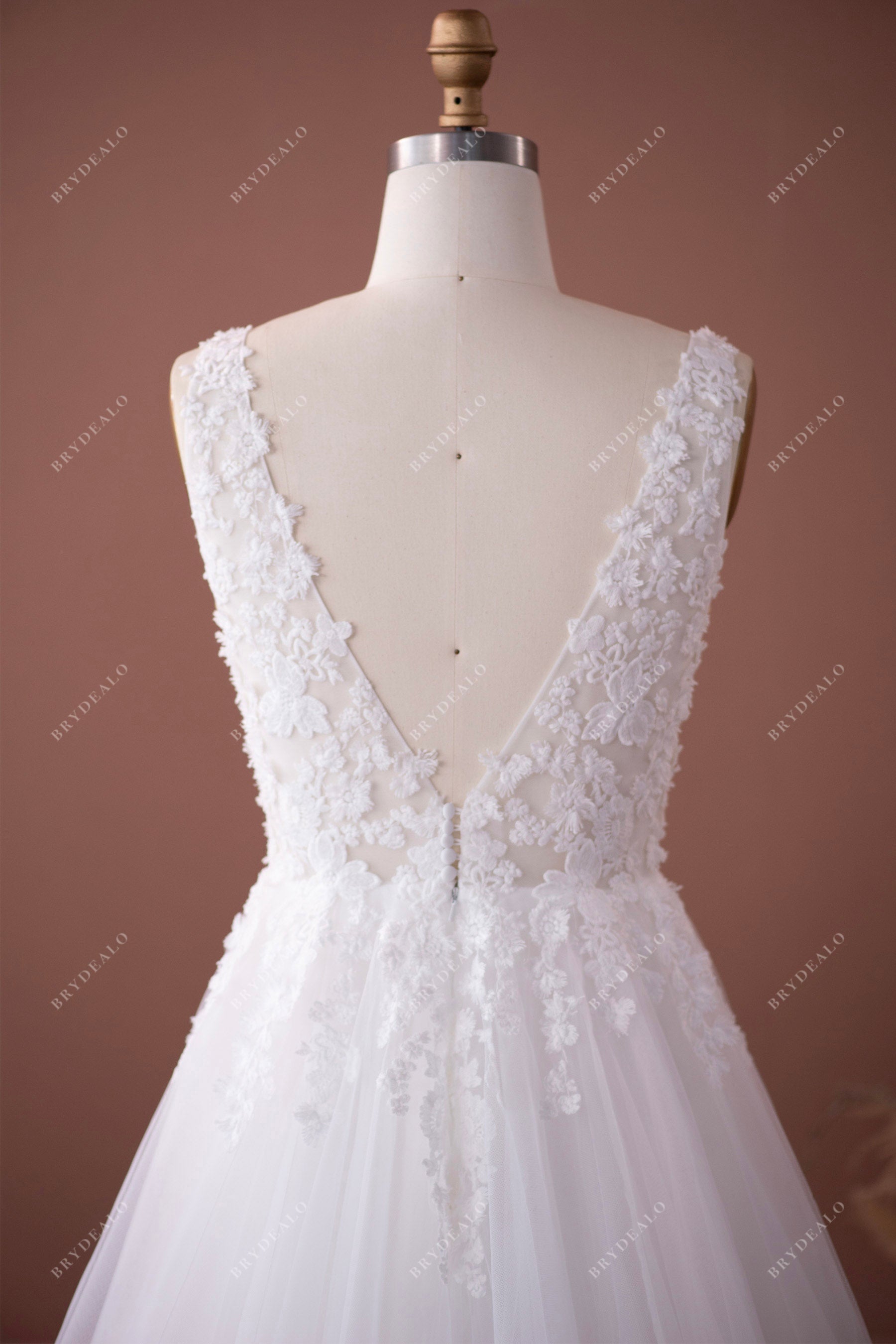 open v-back wedding dress
