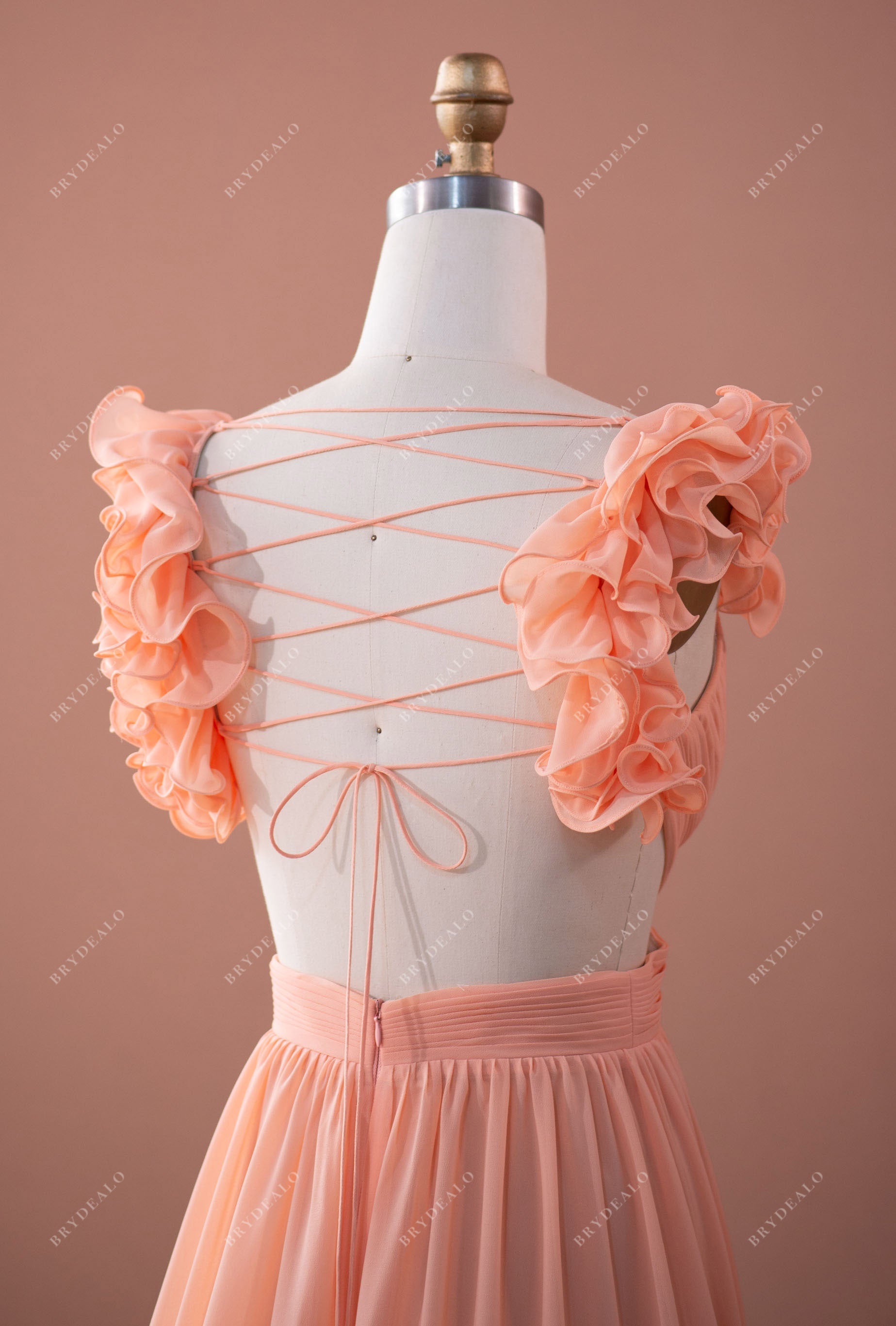 Peach off shoulder gown – Varun Chakkilam