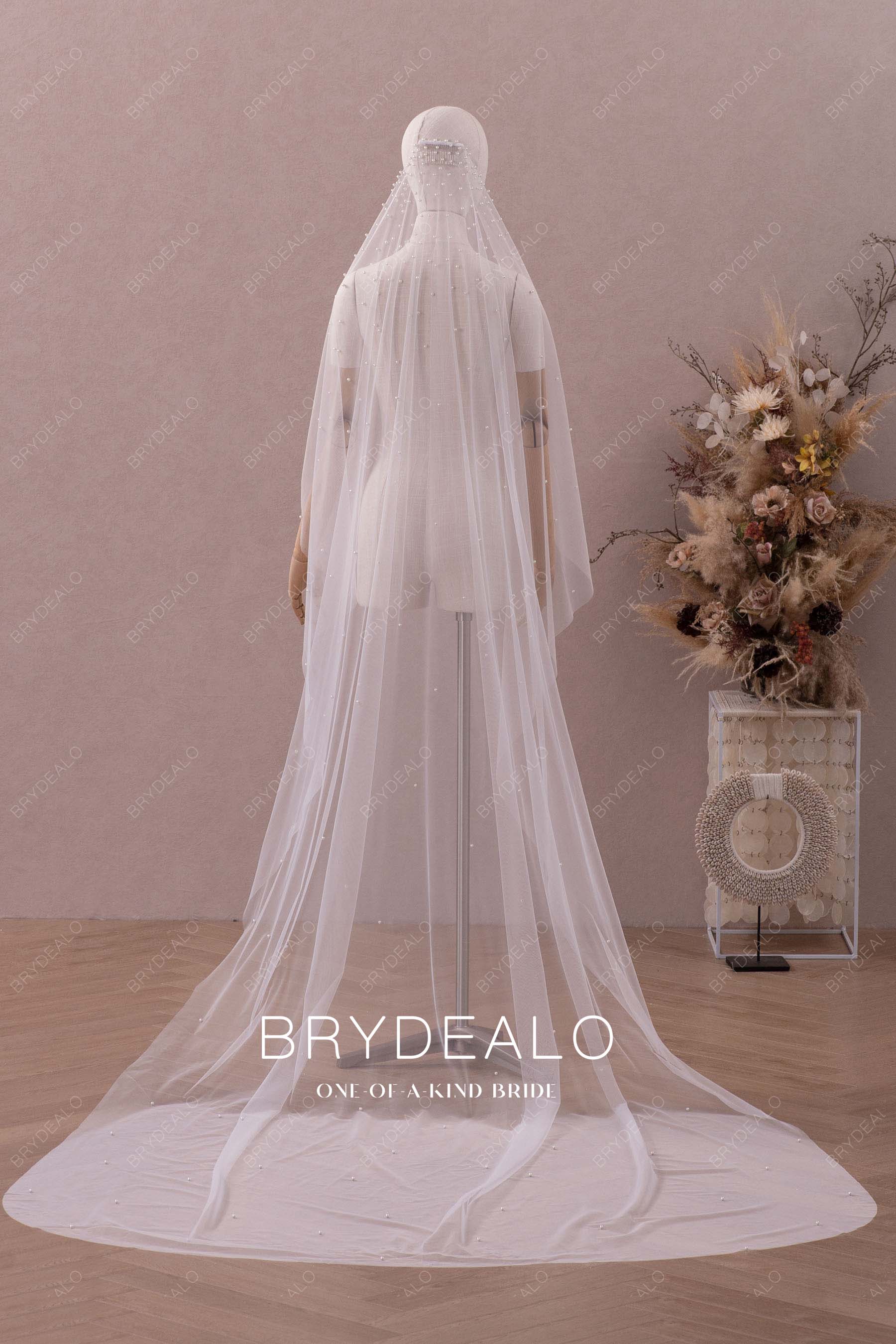 pearl cathedral length bridal veil