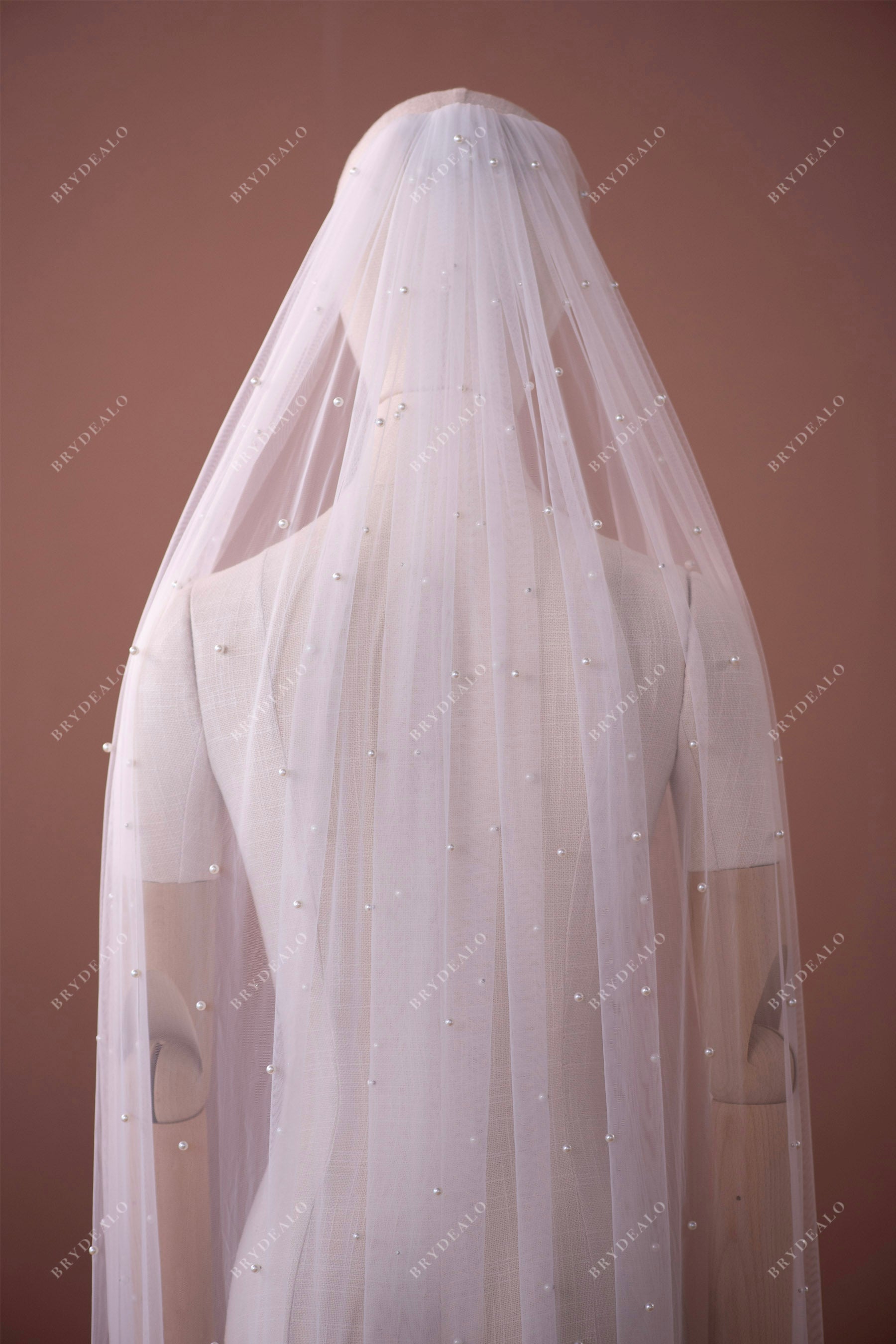 pearl comb knee length wedding veil