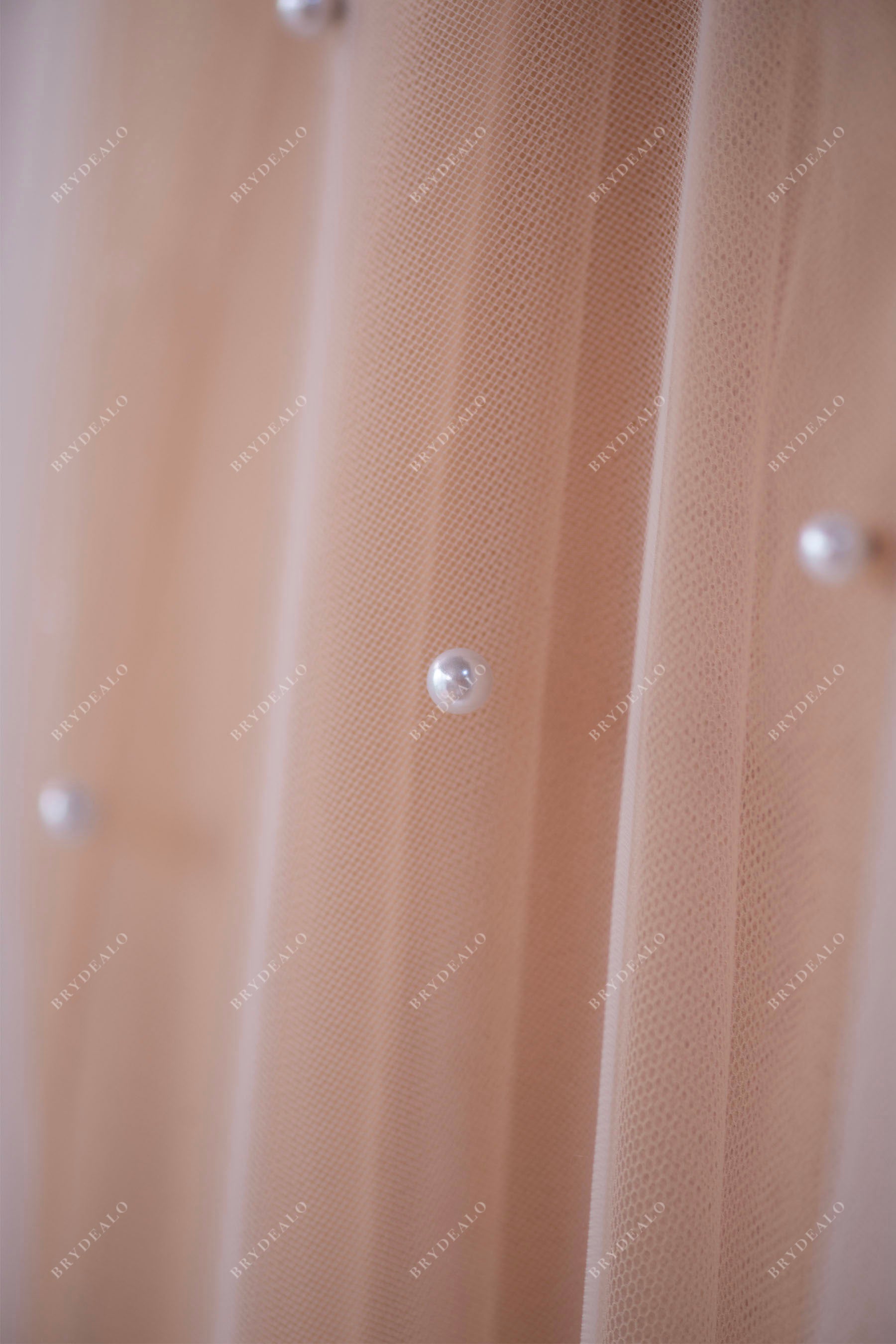 pearls tulle lace fabric for wedding gown