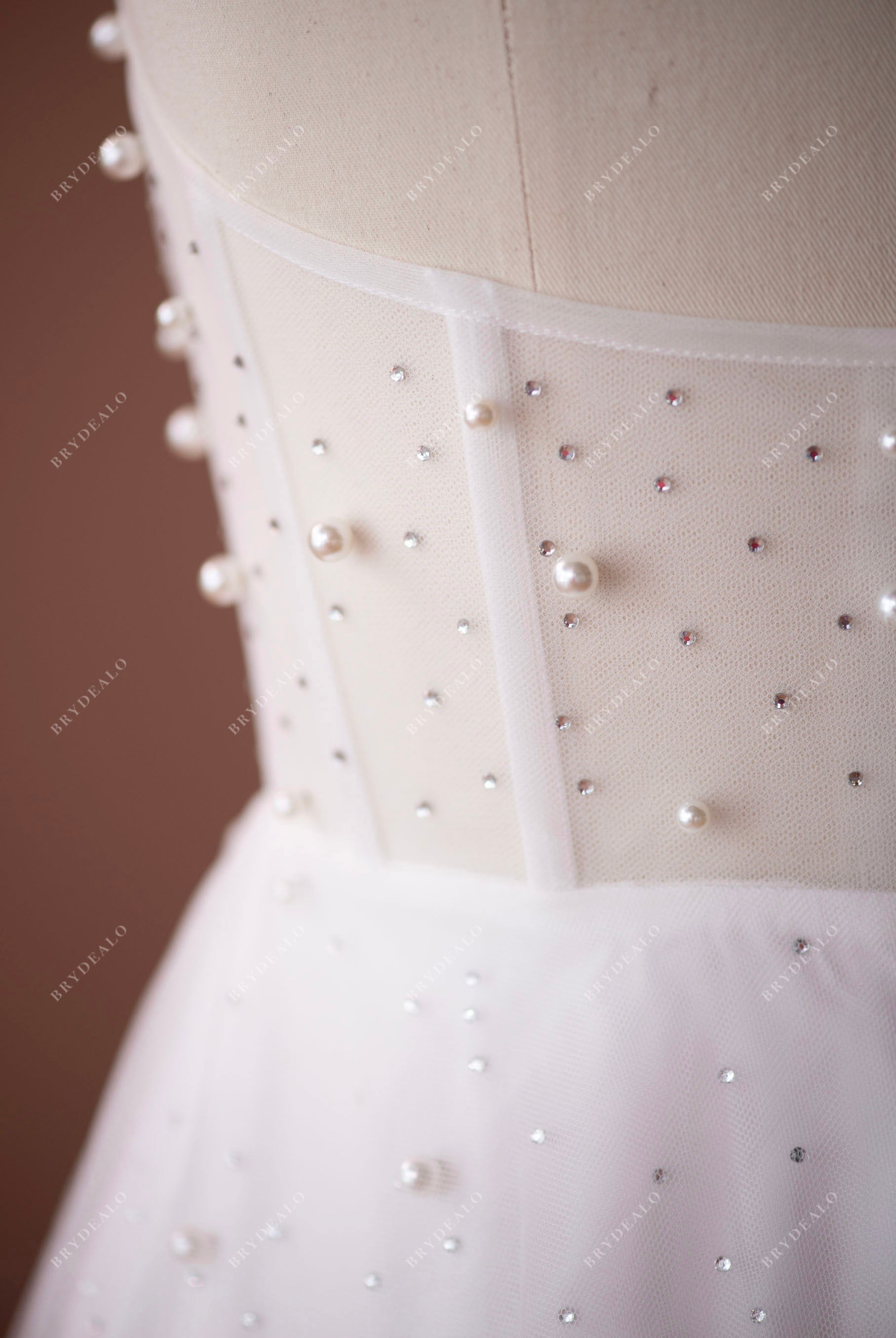 pearl wedding dress sample boning