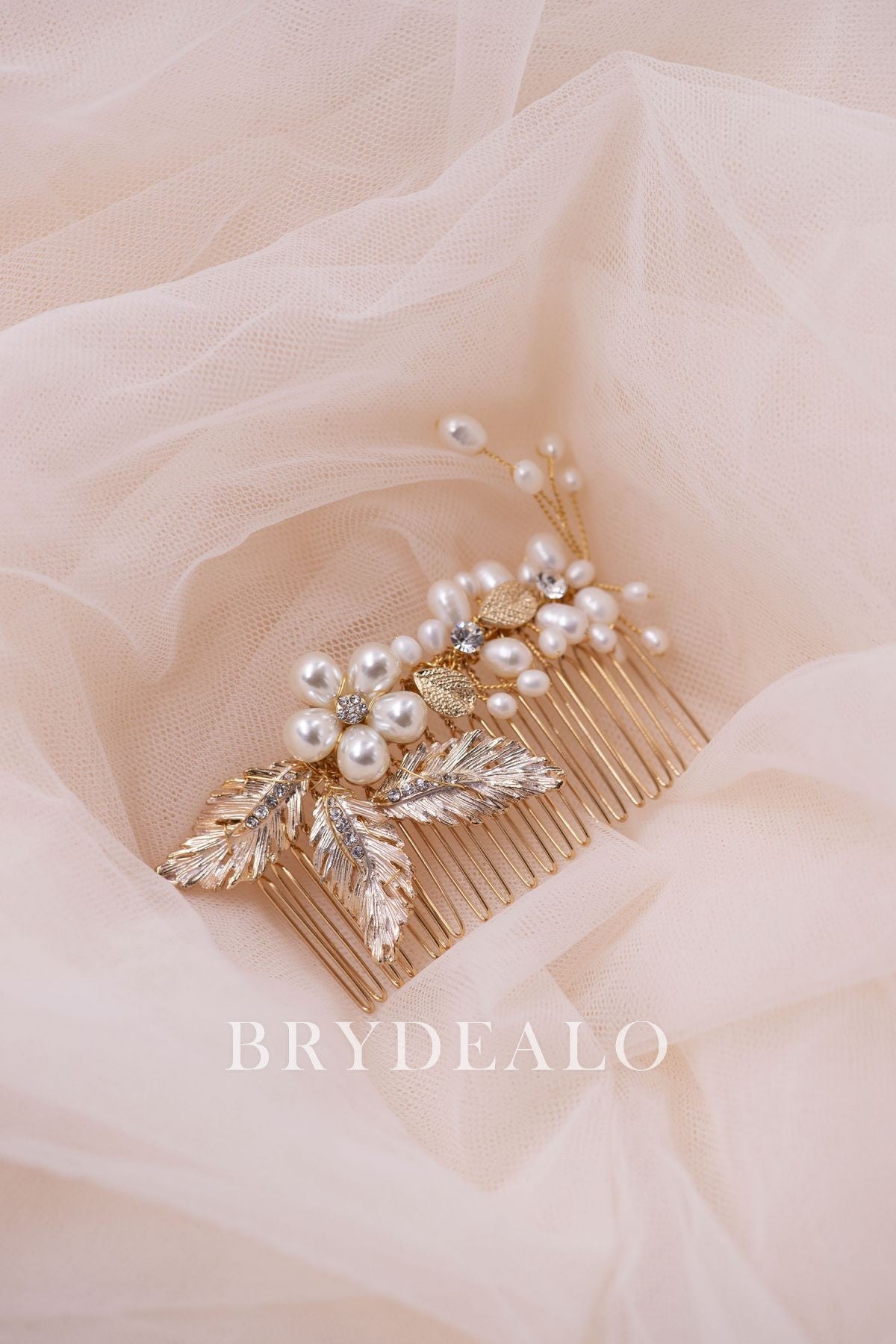 High-end Pearls Gold Leaf Bridal Comb